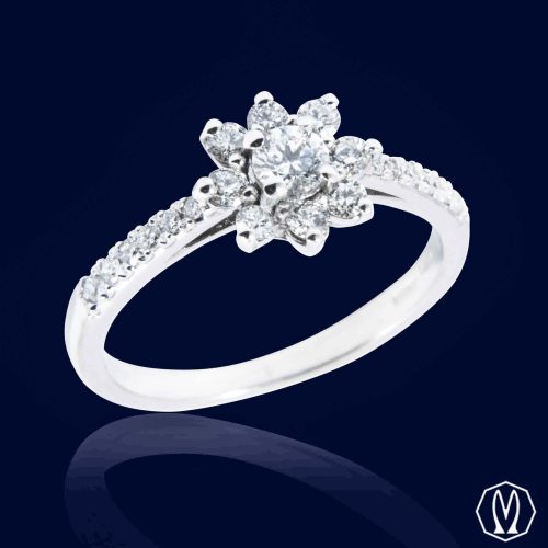 Anello Fiore Oro 18kt e Diamanti