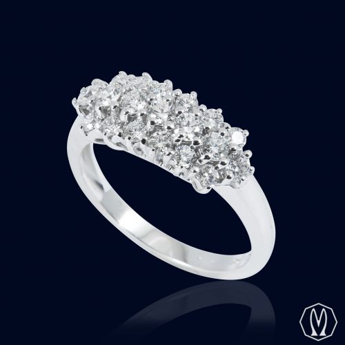 Anello 3 File Diamanti in Oro18kt