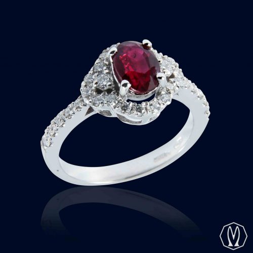 Anello Rubino e Diamanti Oro18kt