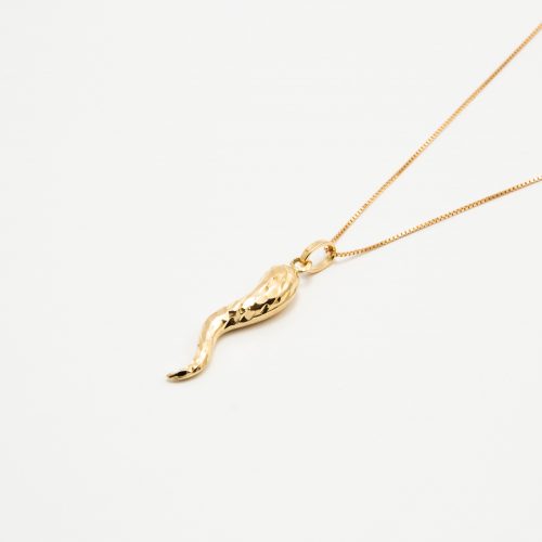 Ciondolo Corno in Oro 18kt Martellato