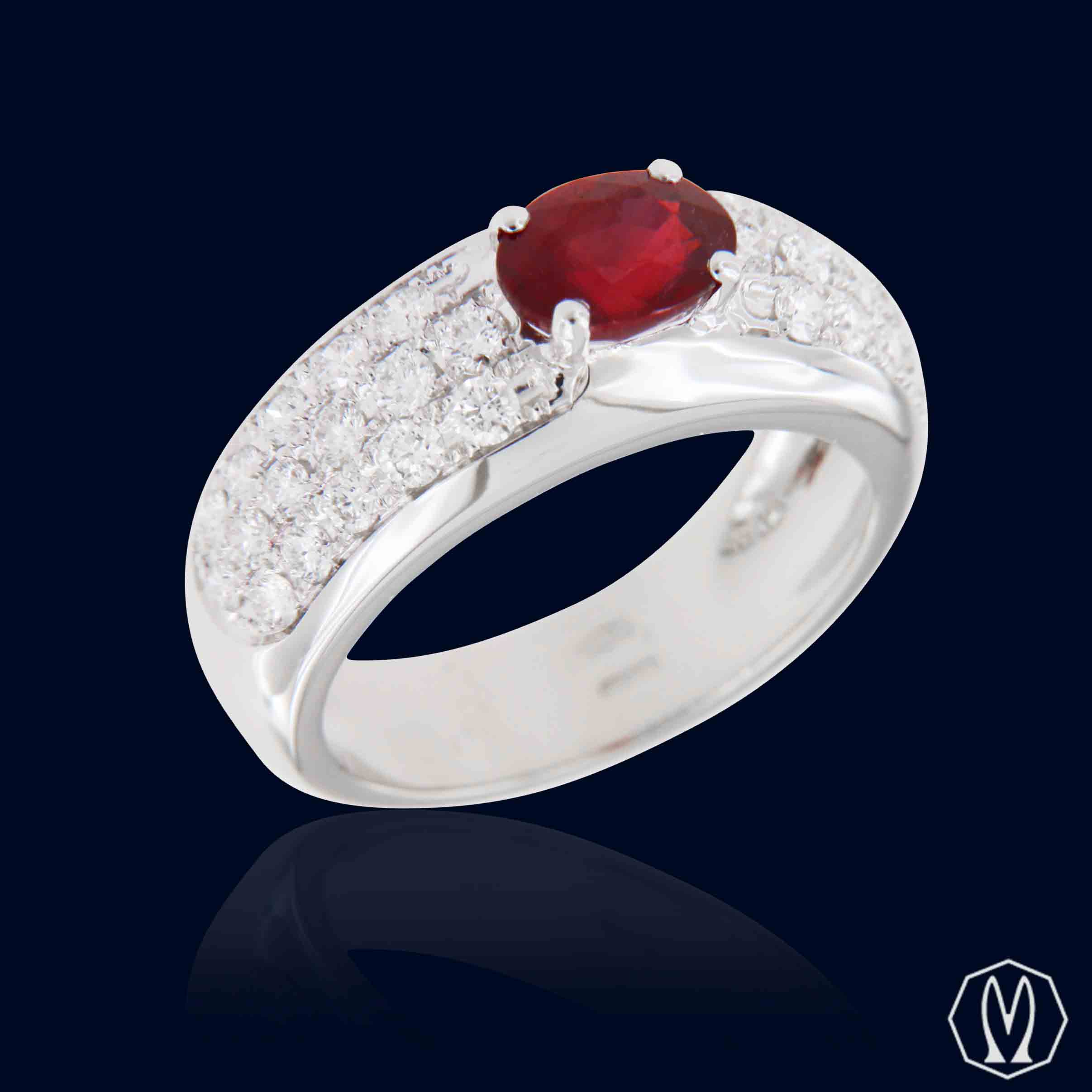Anello Fascia Rubino e Diamanti Oro18kt