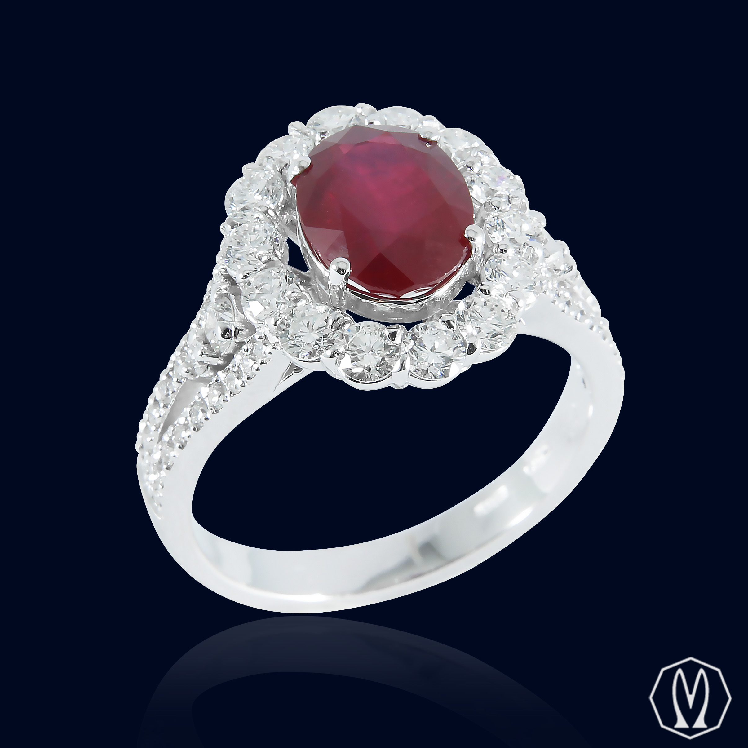 Anello Rubino e Diamanti Oro 18kt Gioielleria Marchi Carlo