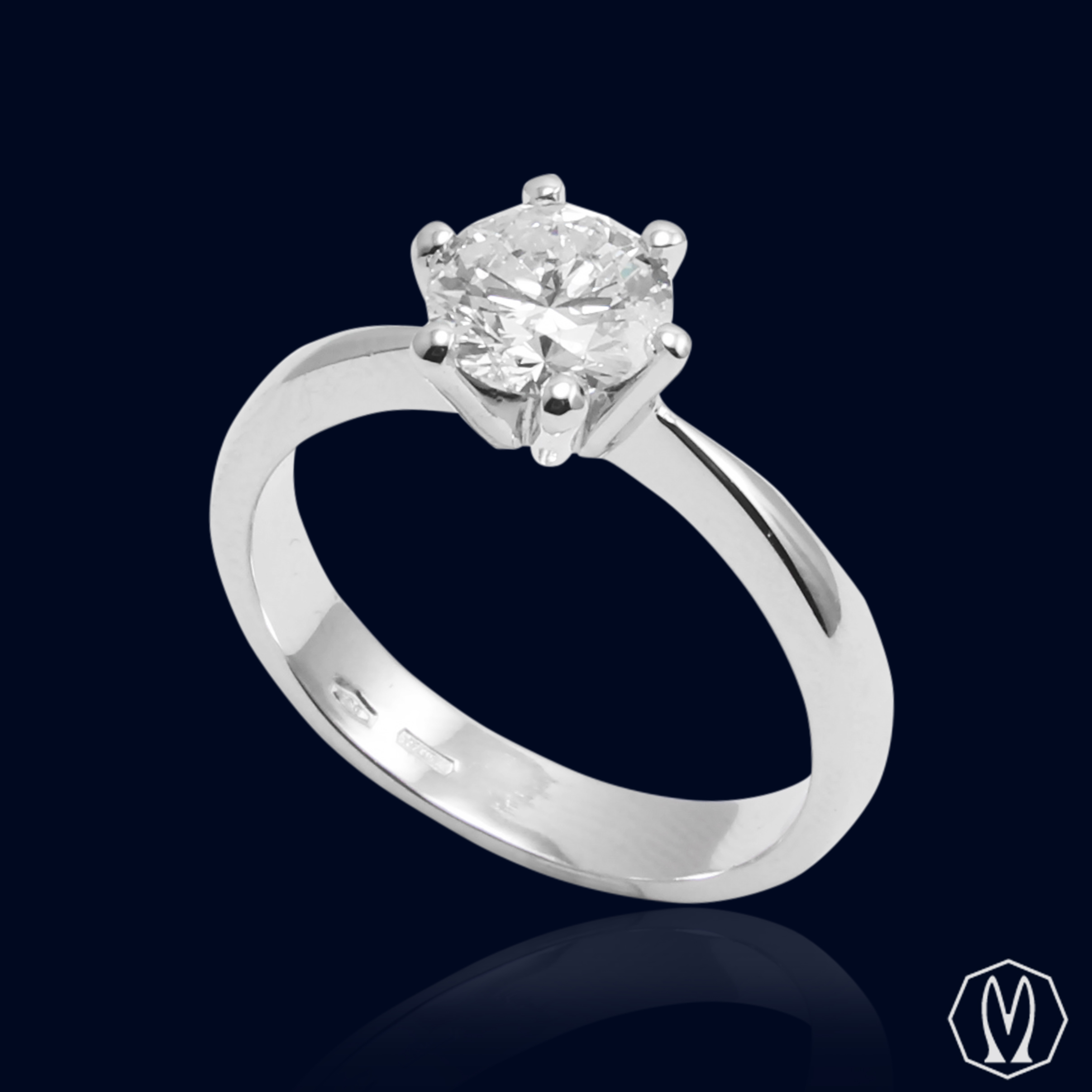 Solitario Diamante Sintetico ct 1.02 in Oro 18kt