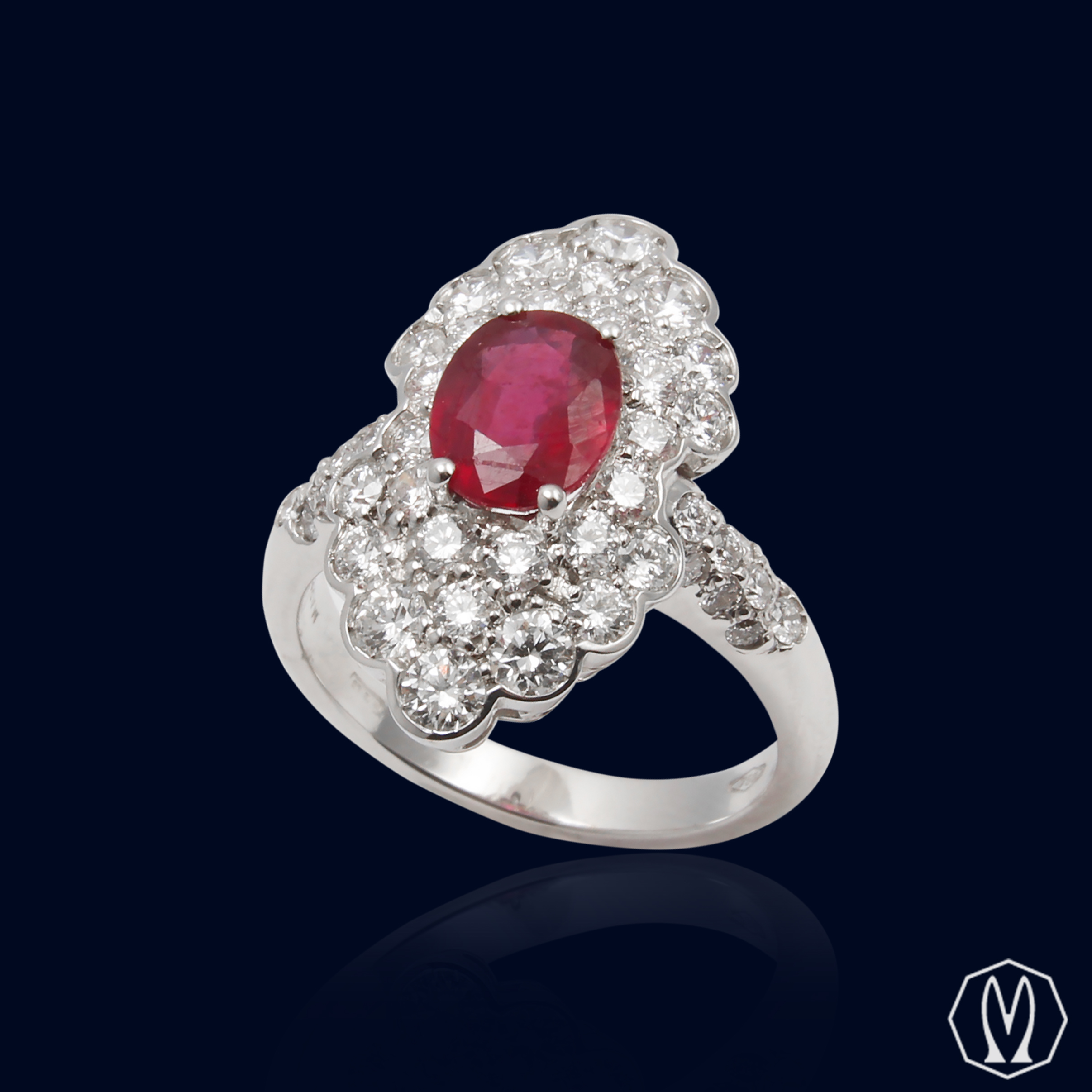 Anello Rubino e Diamanti Oro18kt Gioielleria Marchi Carlo