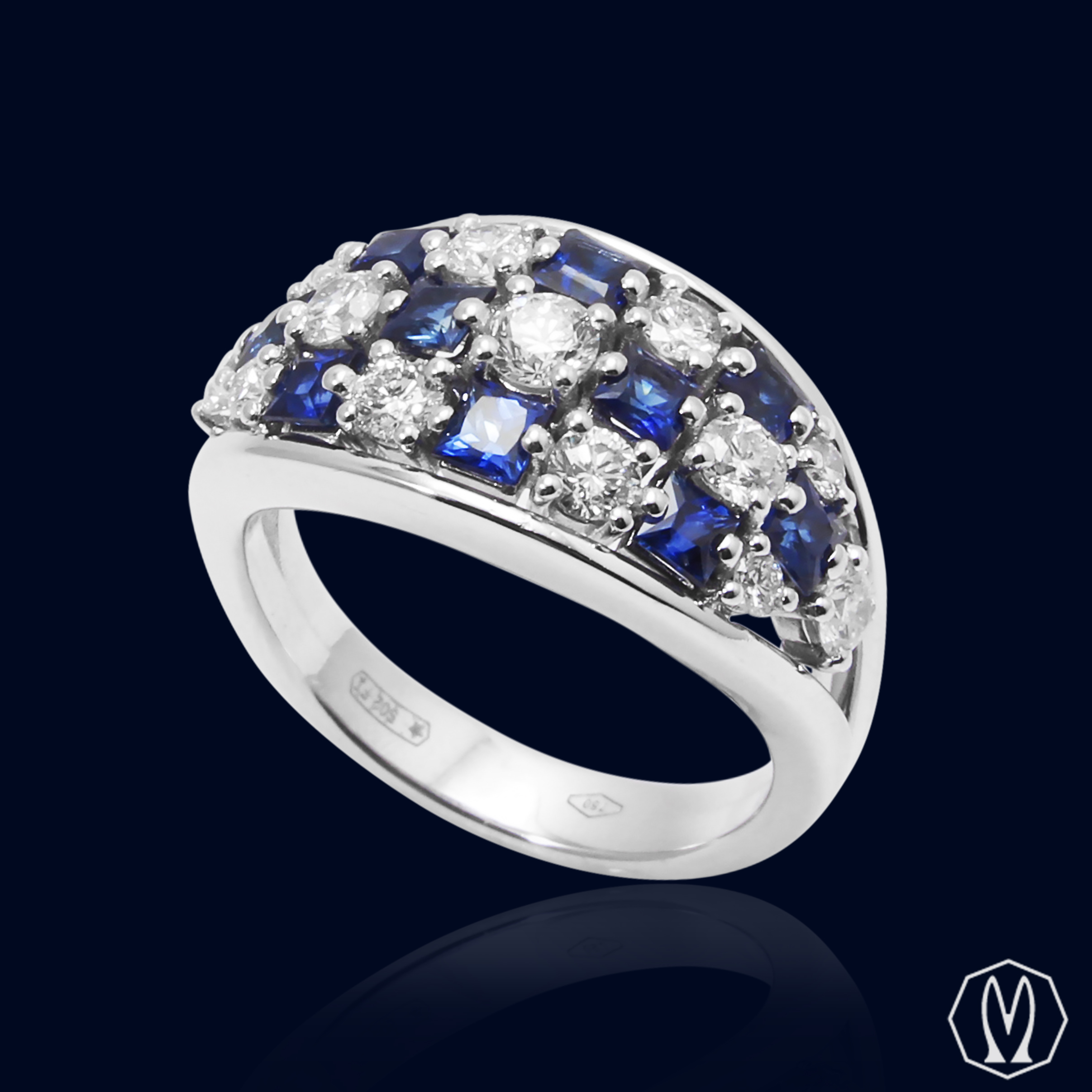 Anello Zaffiri e Diamanti Gioielleria Marchi Carlo