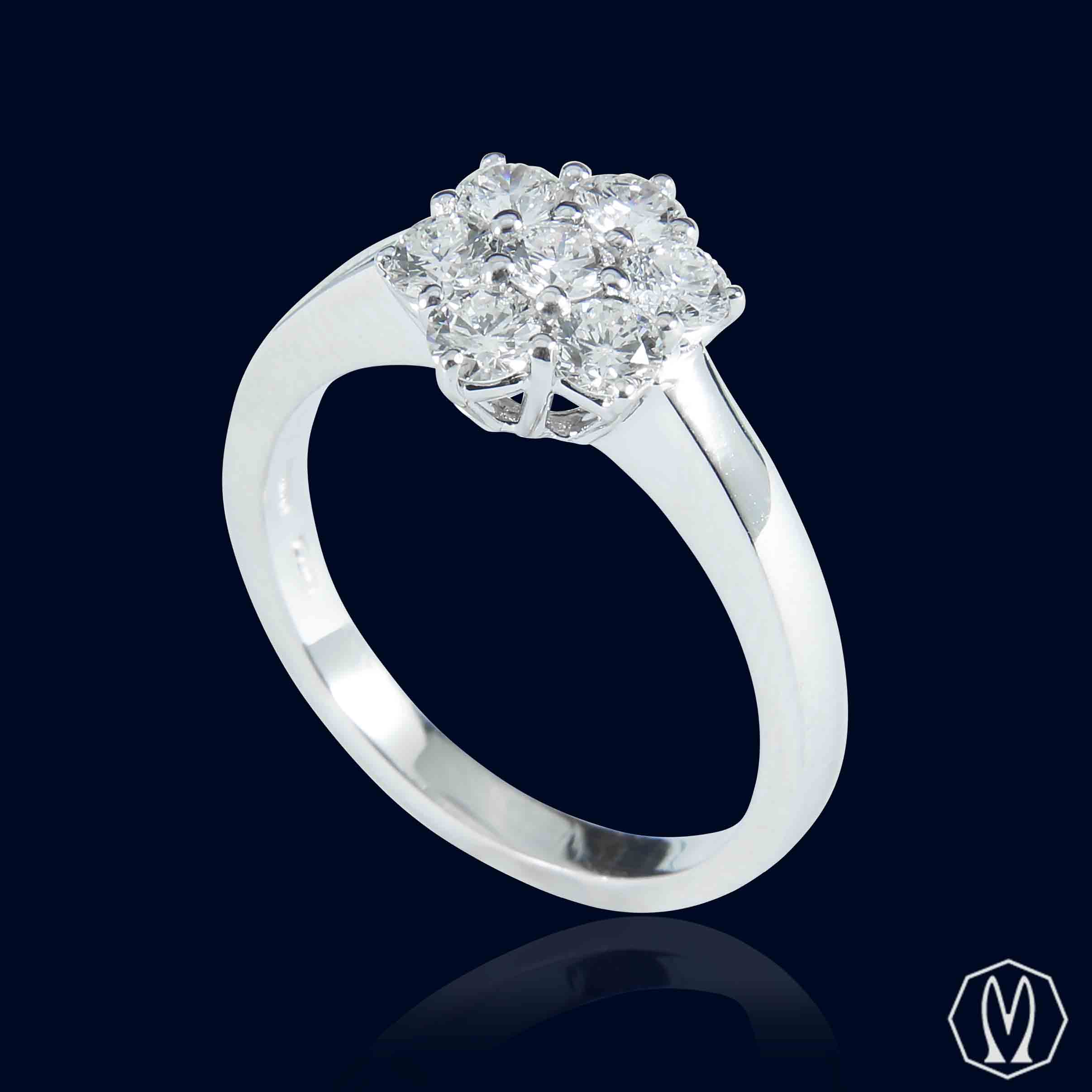 Anello Fiore Diamanti Oro 18kt