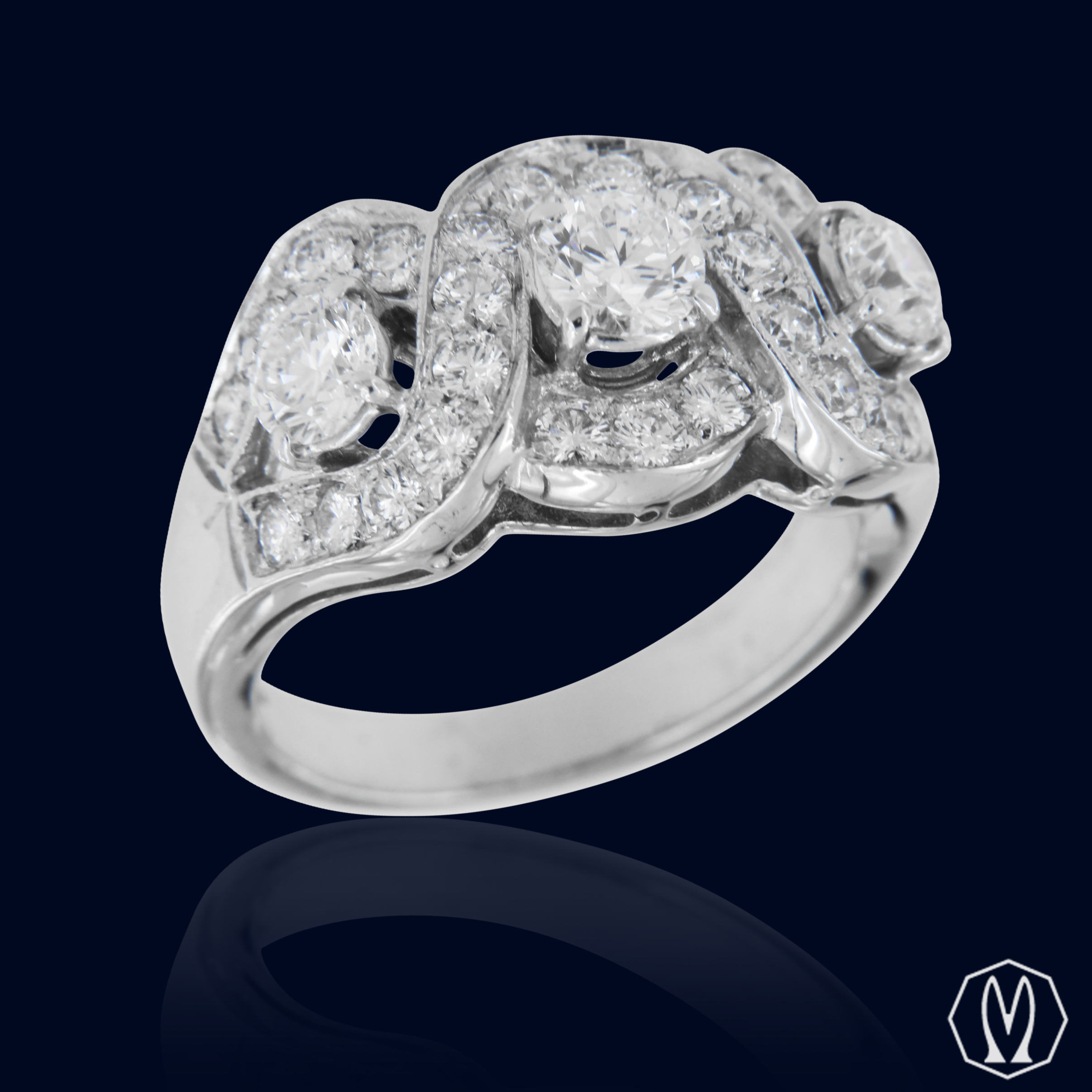 Anello Treccia Oro 18kt e Diamanti