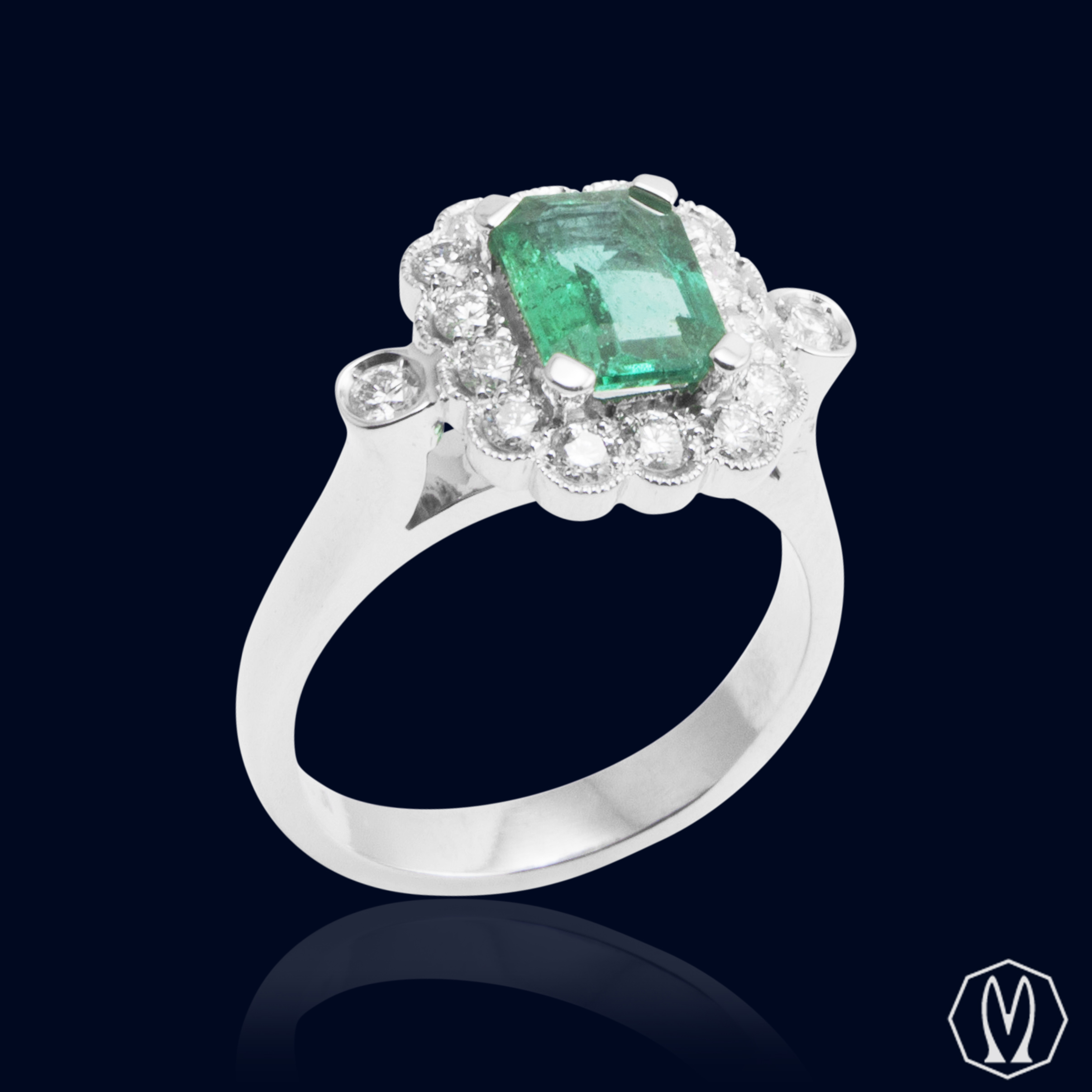 Anello Smeraldo e Diamanti