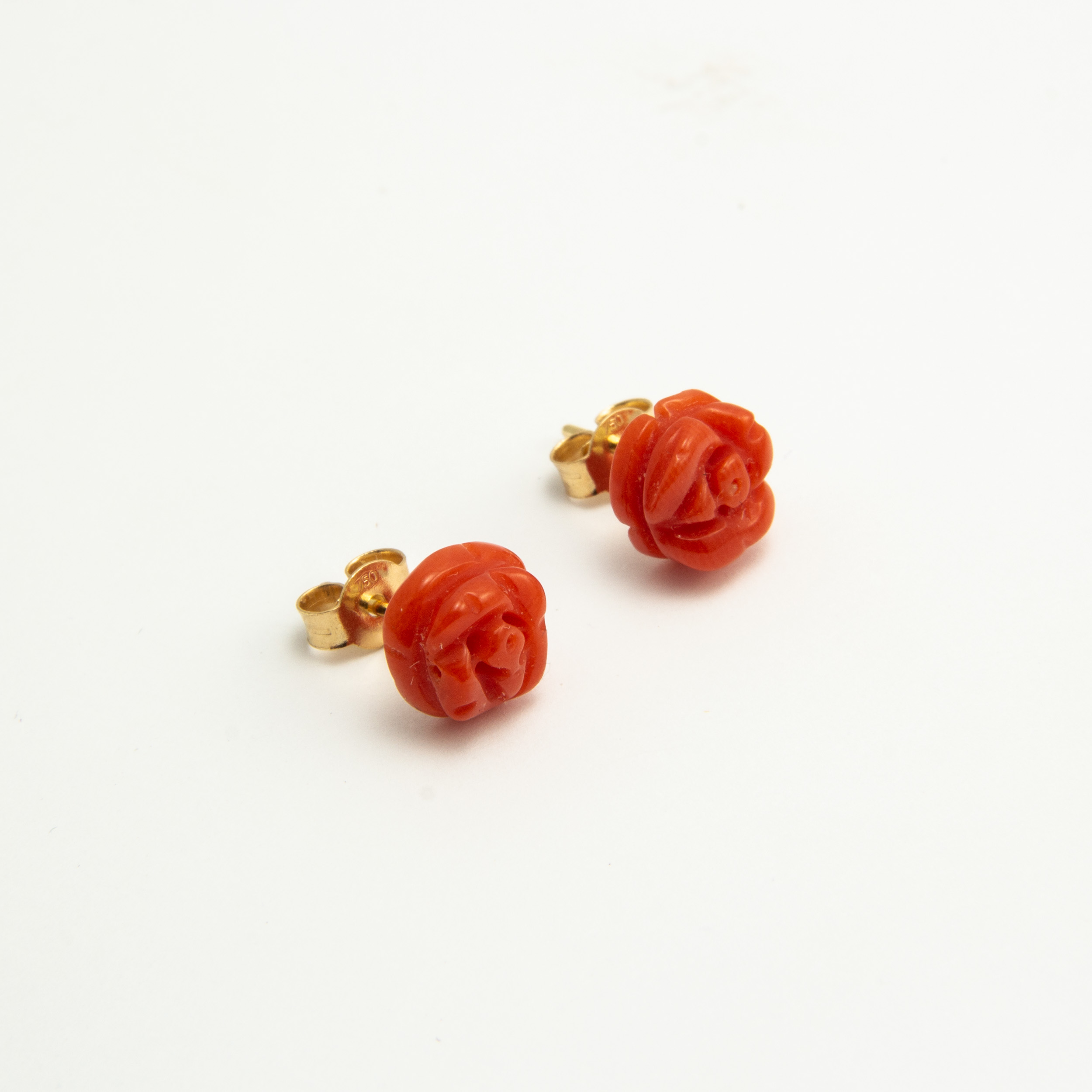 Orecchini Rosa Corallo Oro 18Kt