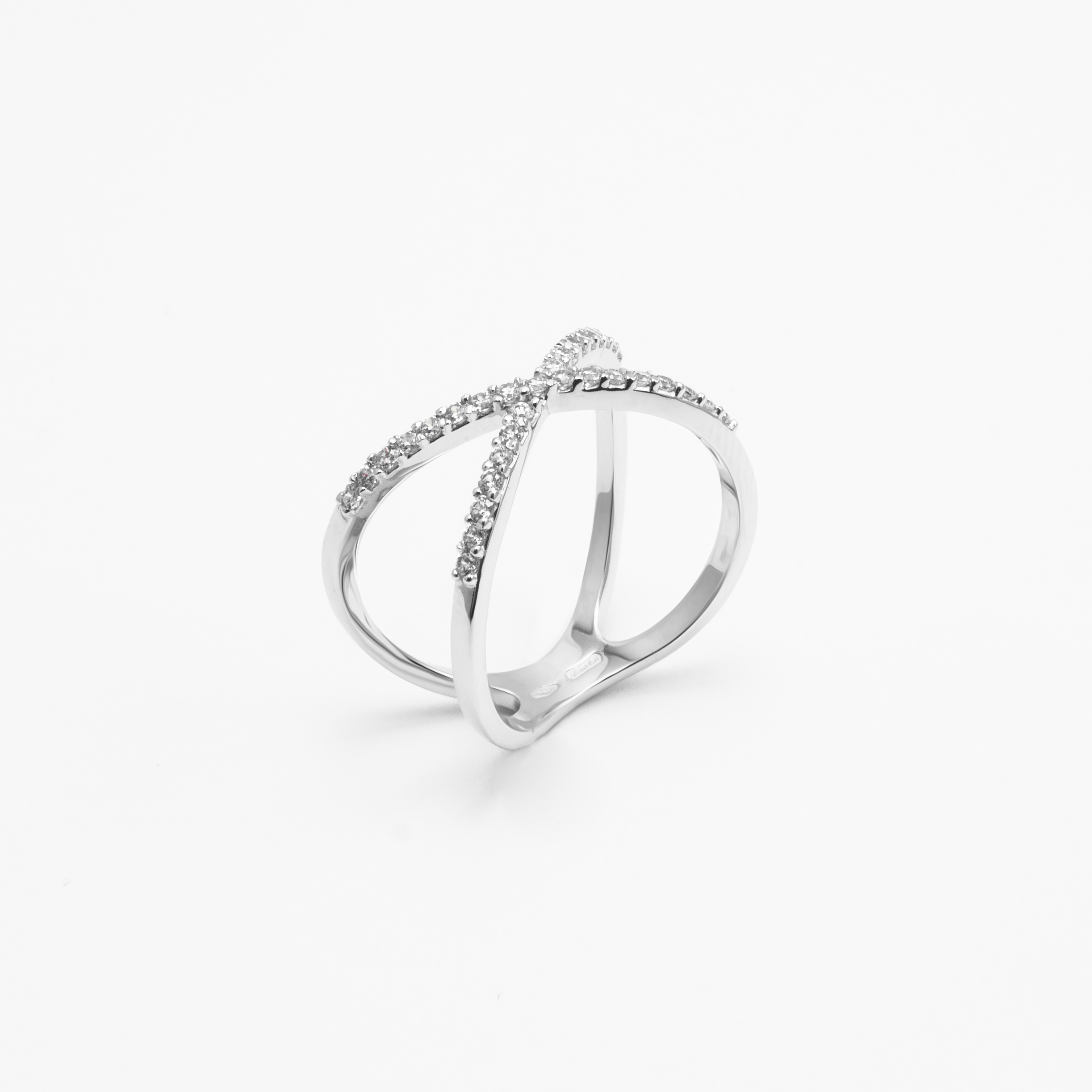 Anello Incrocio Oro 18kt e Zirconi