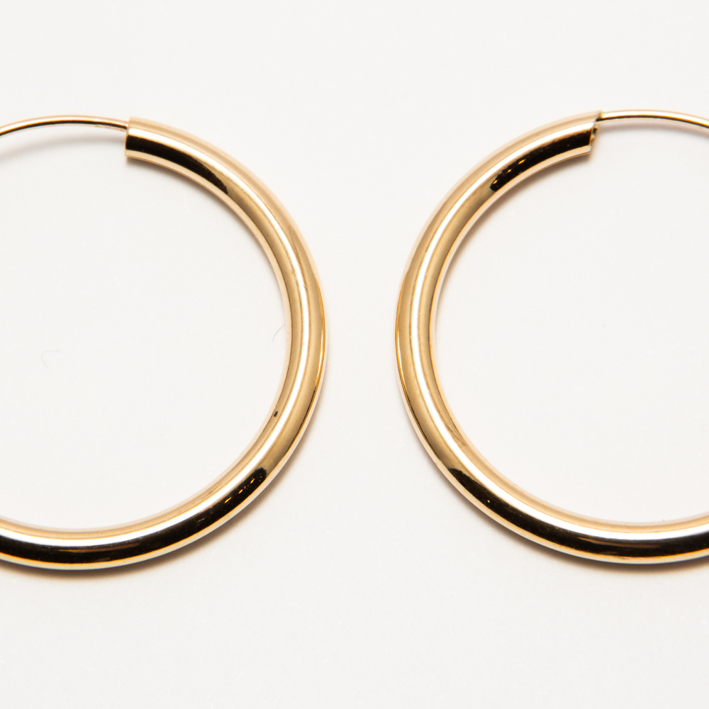 Orecchini A Cerchio 4 Cm Canna Tonda Lucida In Oro Giallo O Bianco - Foto 10