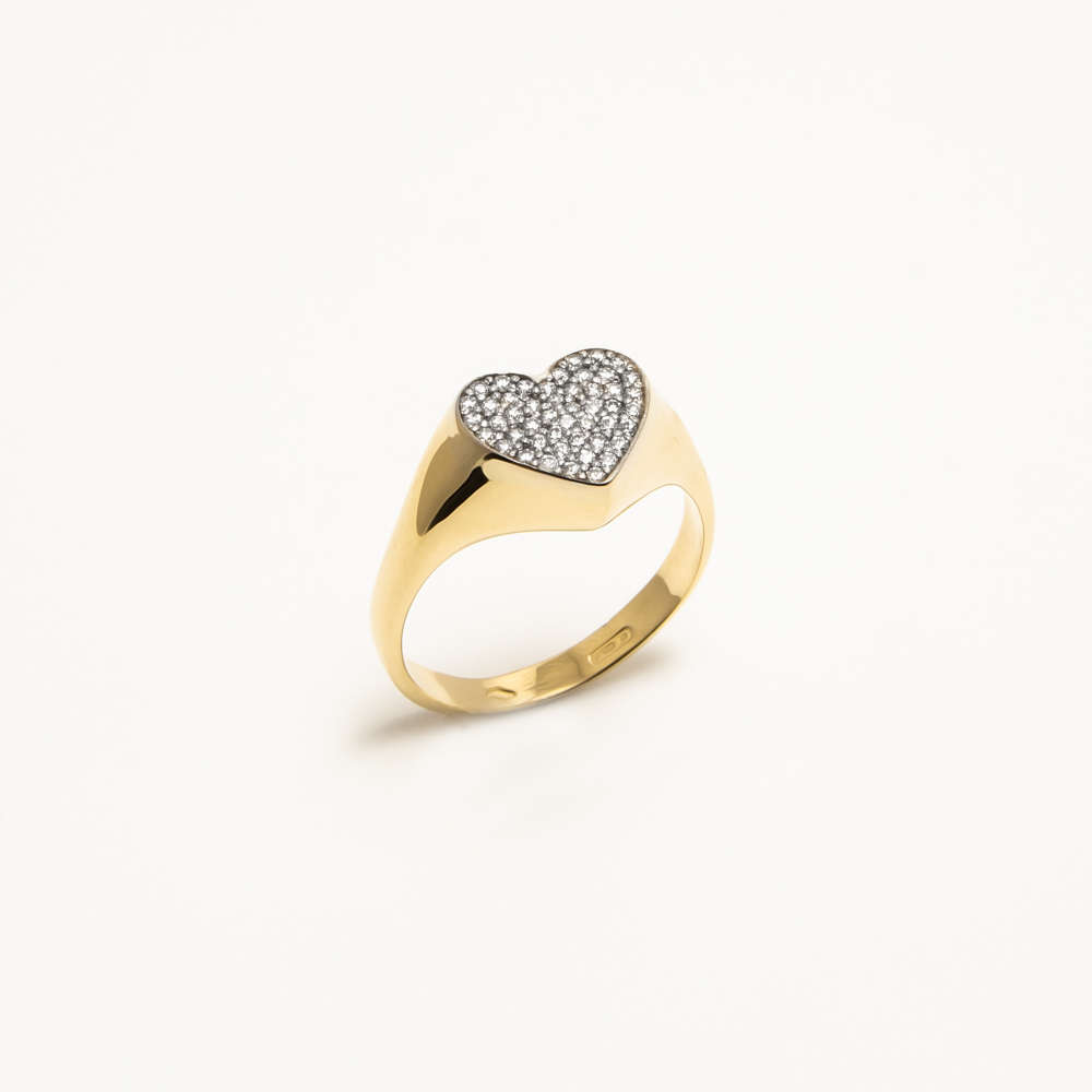 Anello Cuore Oro 18kt e Zirconi