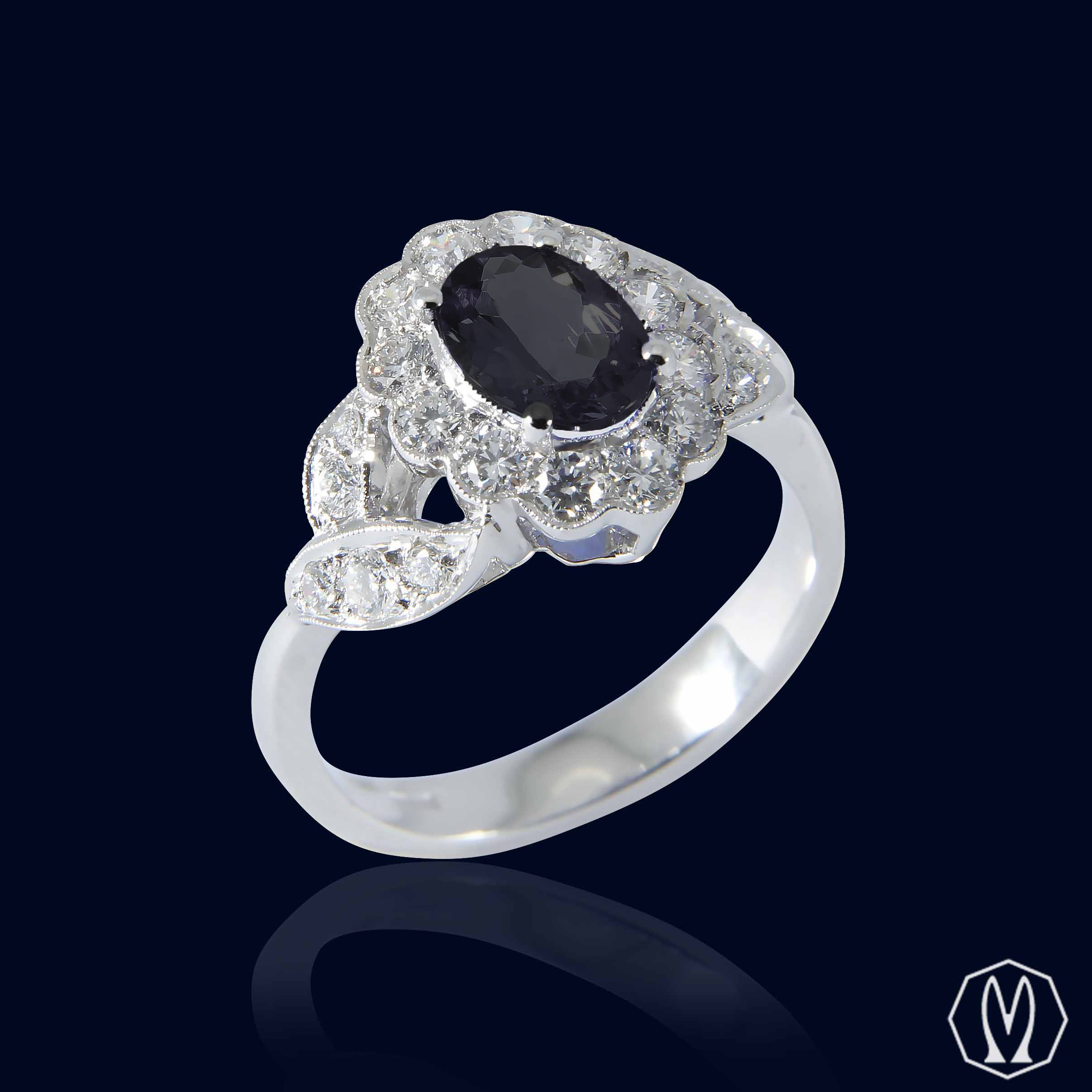 Anello Zaffiro e Diamanti