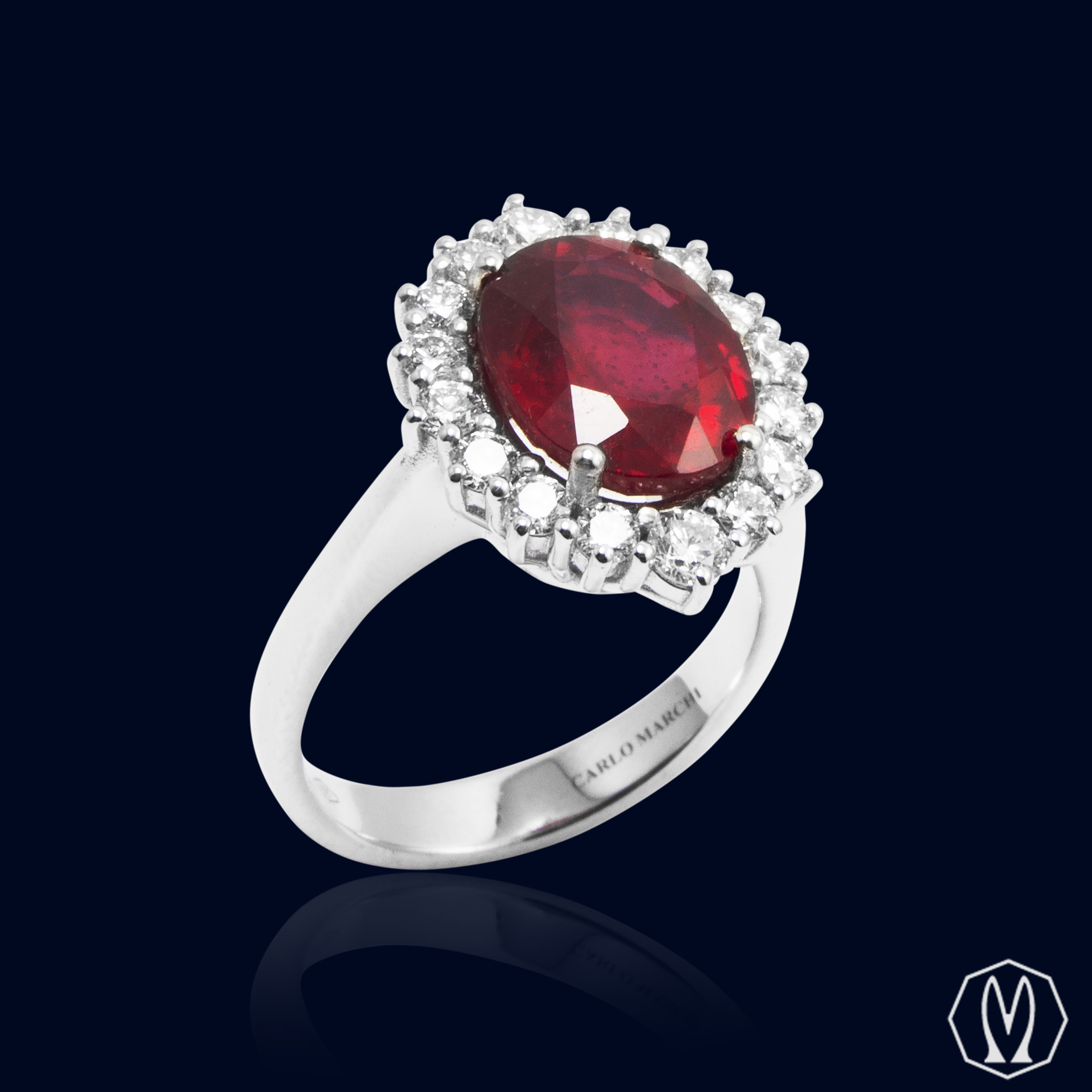 Anello Rubino e Diamanti Oro18kt Gioielleria Marchi Carlo
