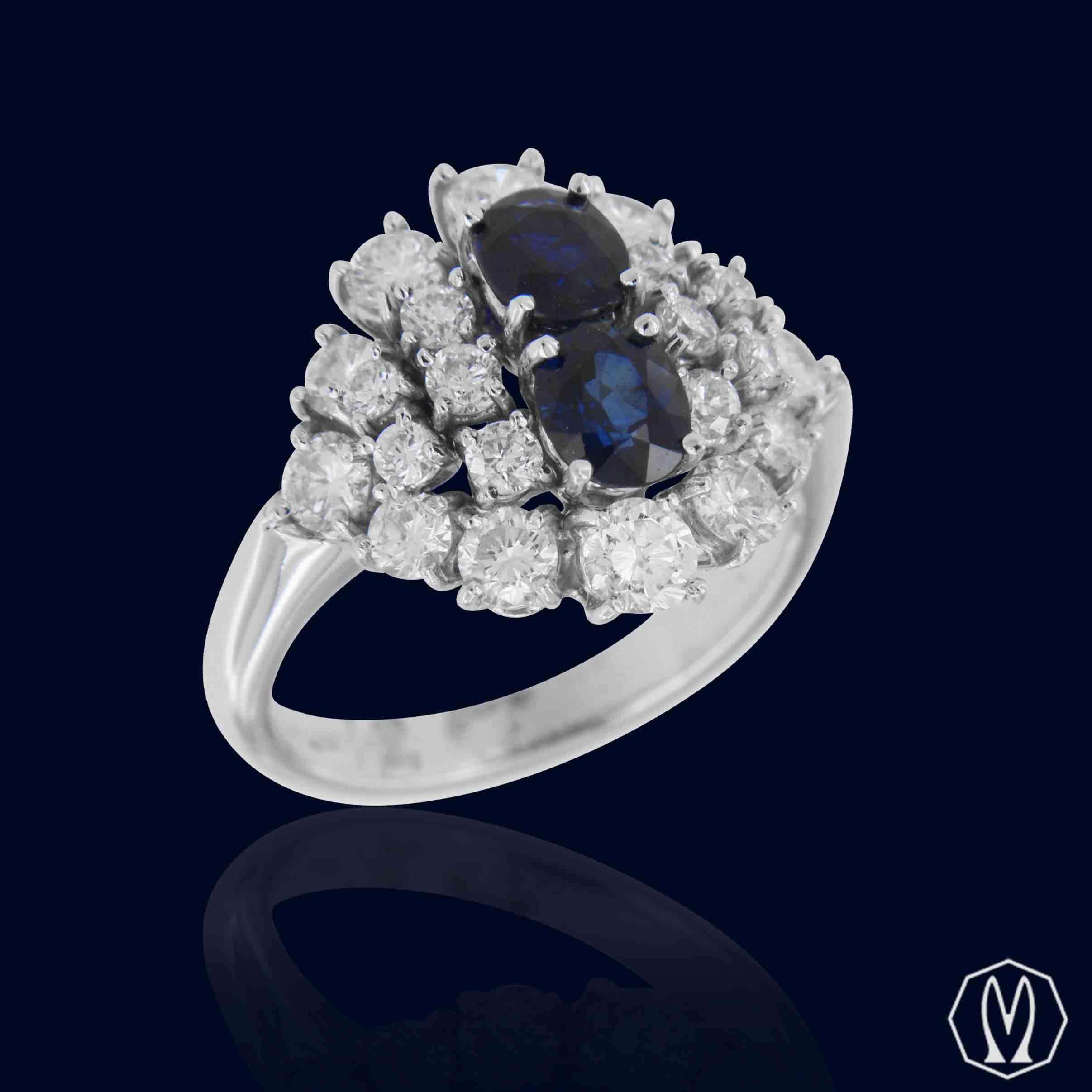 Anello Zaffiri e Diamanti