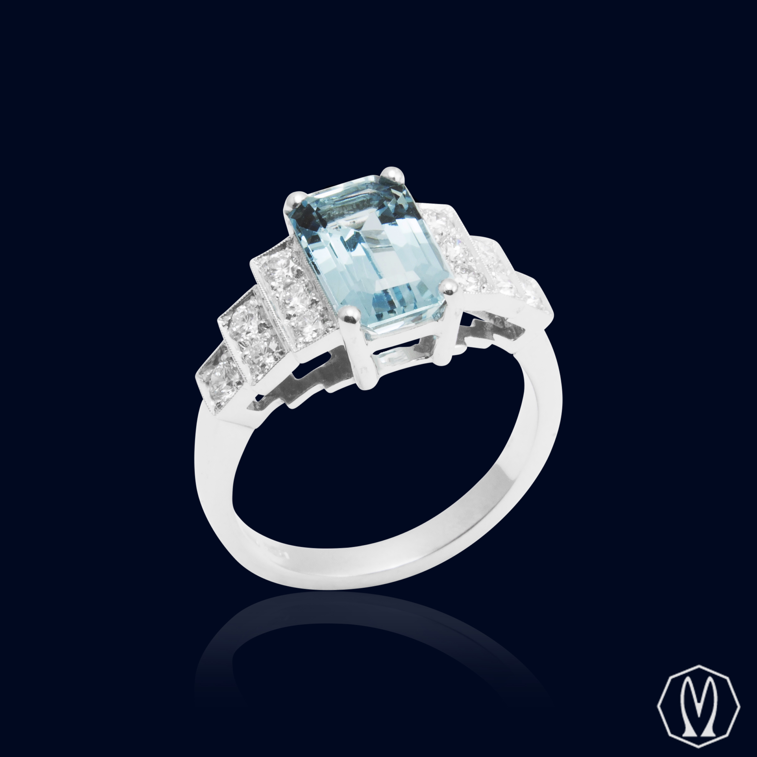 Anello Acquamarina e Diamanti
