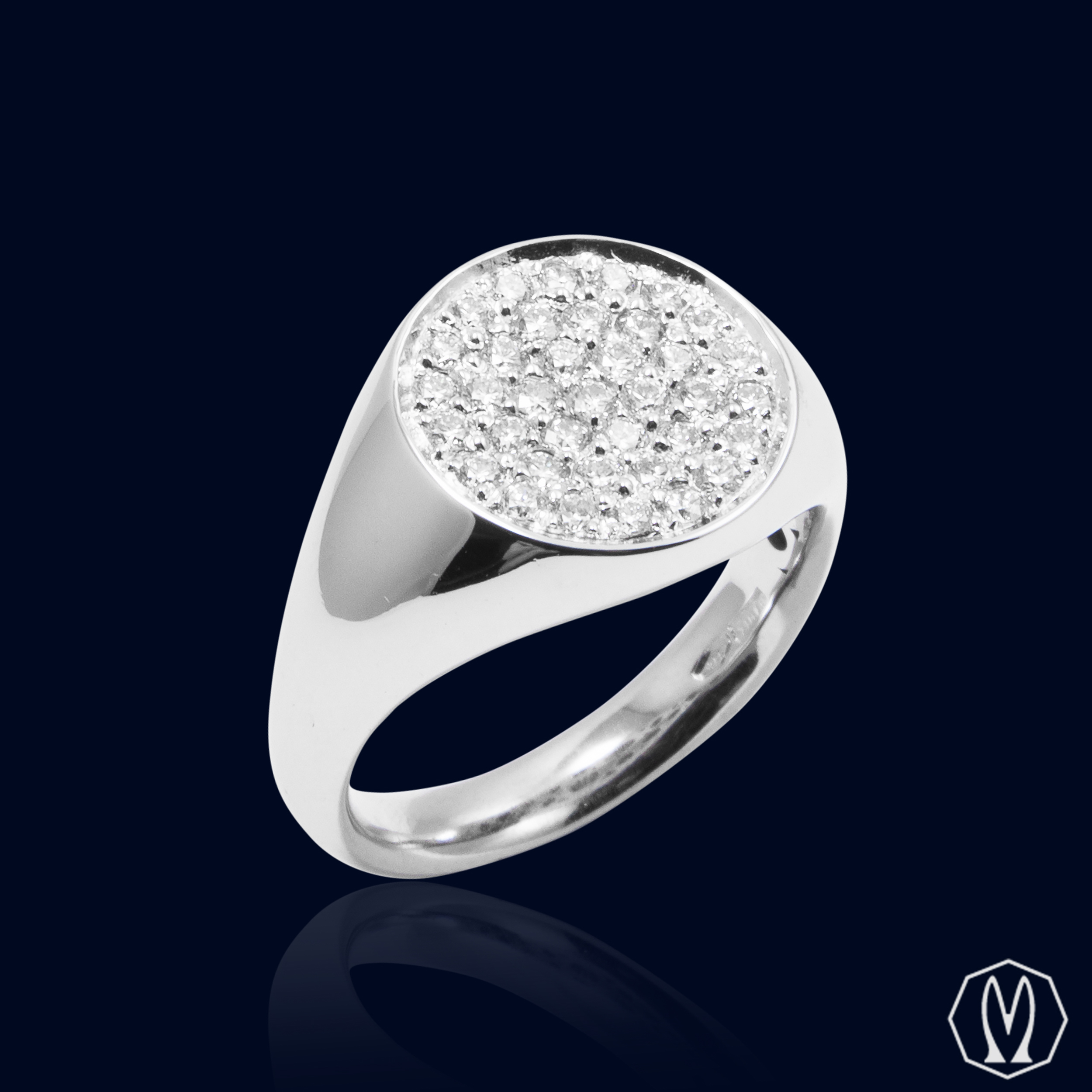 Pavè Diamanti Anelli Pave Anello In Oro Bianco 18kt Fascia Con