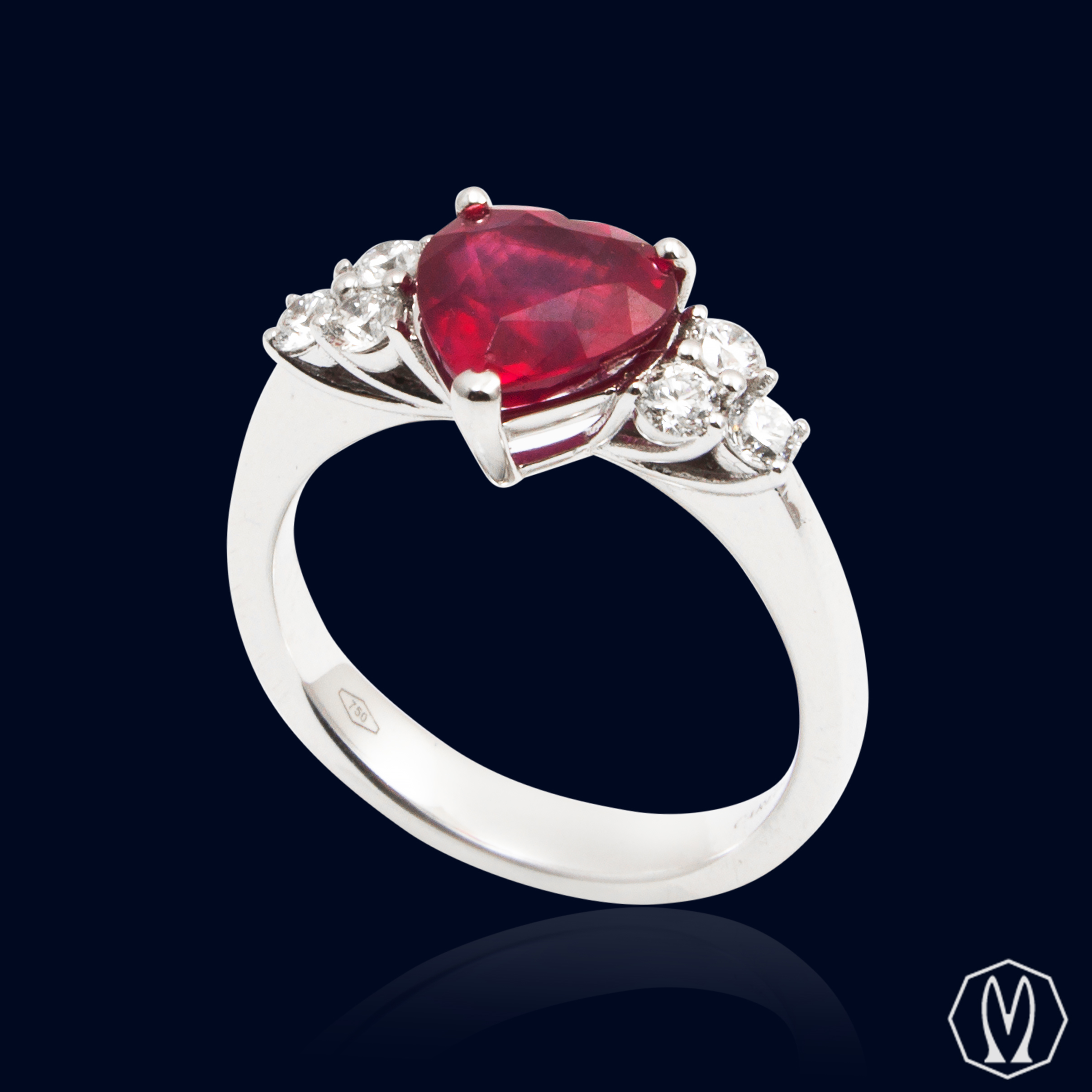 Anello Rosetta In Oro Con Diamanti E Rubino Ct 1.13 - Foto 11