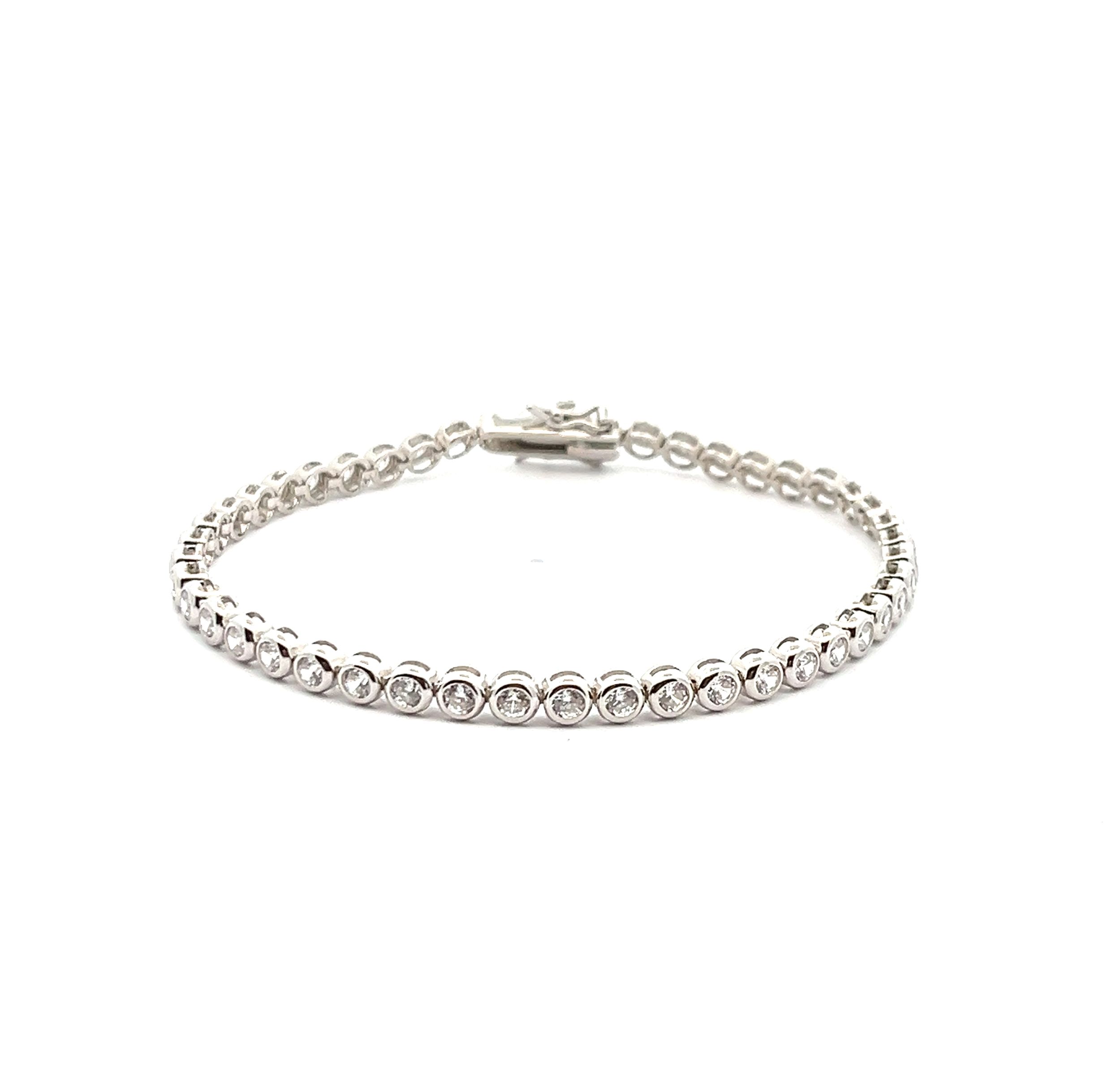 Gold Gala Bracciale Tennis In Argento 925 Placcato Oro - Con Zirconi Taglio Diamante 3 Mm - Lunghezza 18 Cm