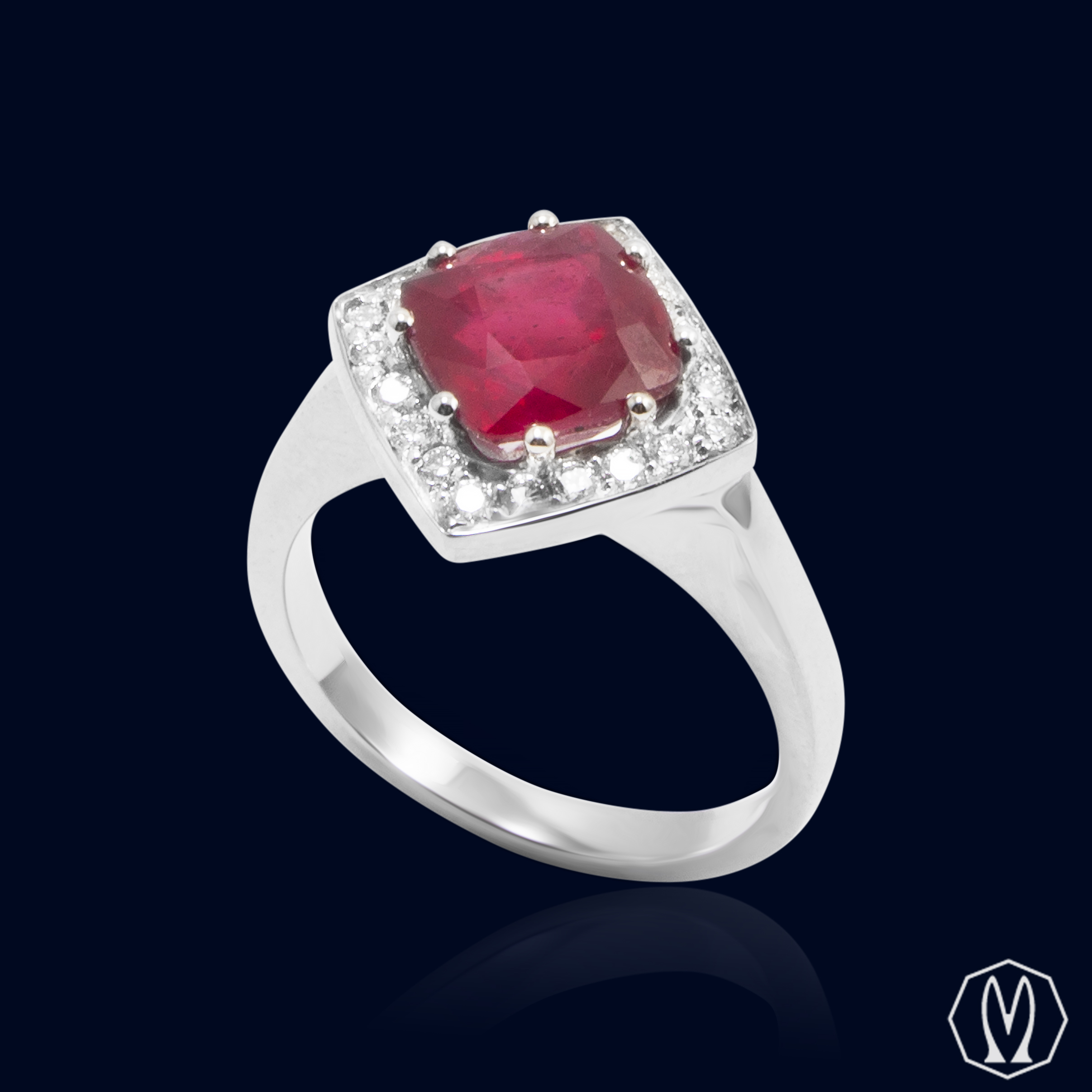 Anello Rubino e Diamanti Oro18kt Gioielleria Marchi Carlo