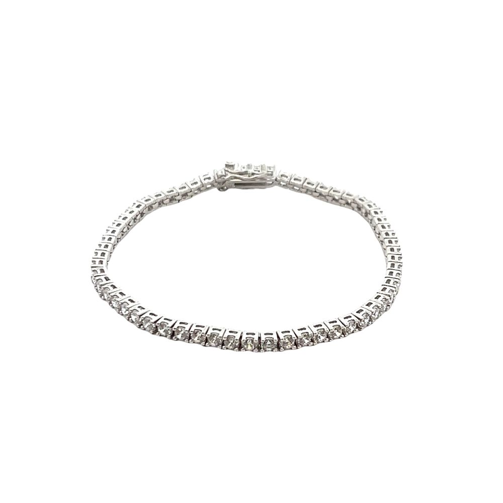 Bracciale Tennis Cipollina In Argento Rodiato Zirconi Bianchi 4mm