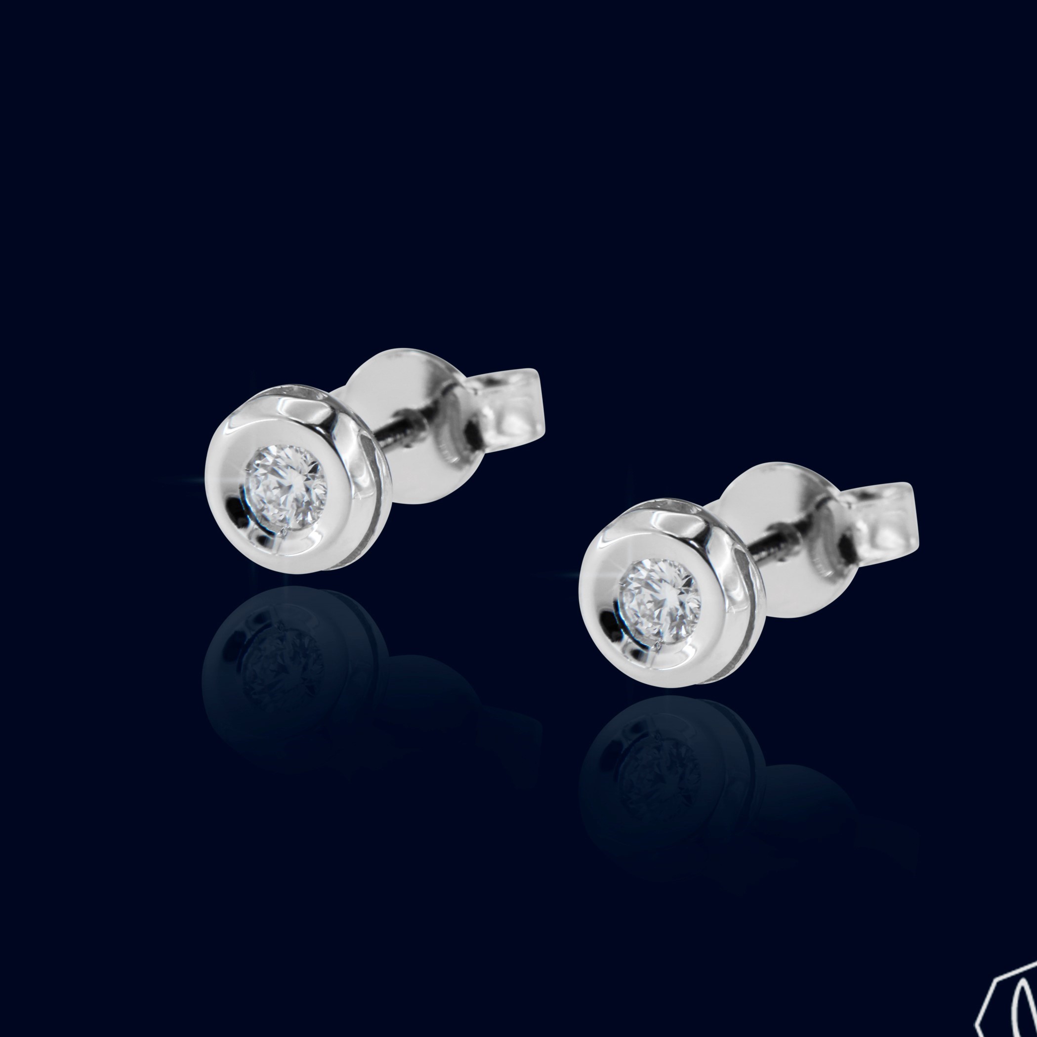 Orecchini Punto Luce Diamanti ct 0,10 Oro18kt