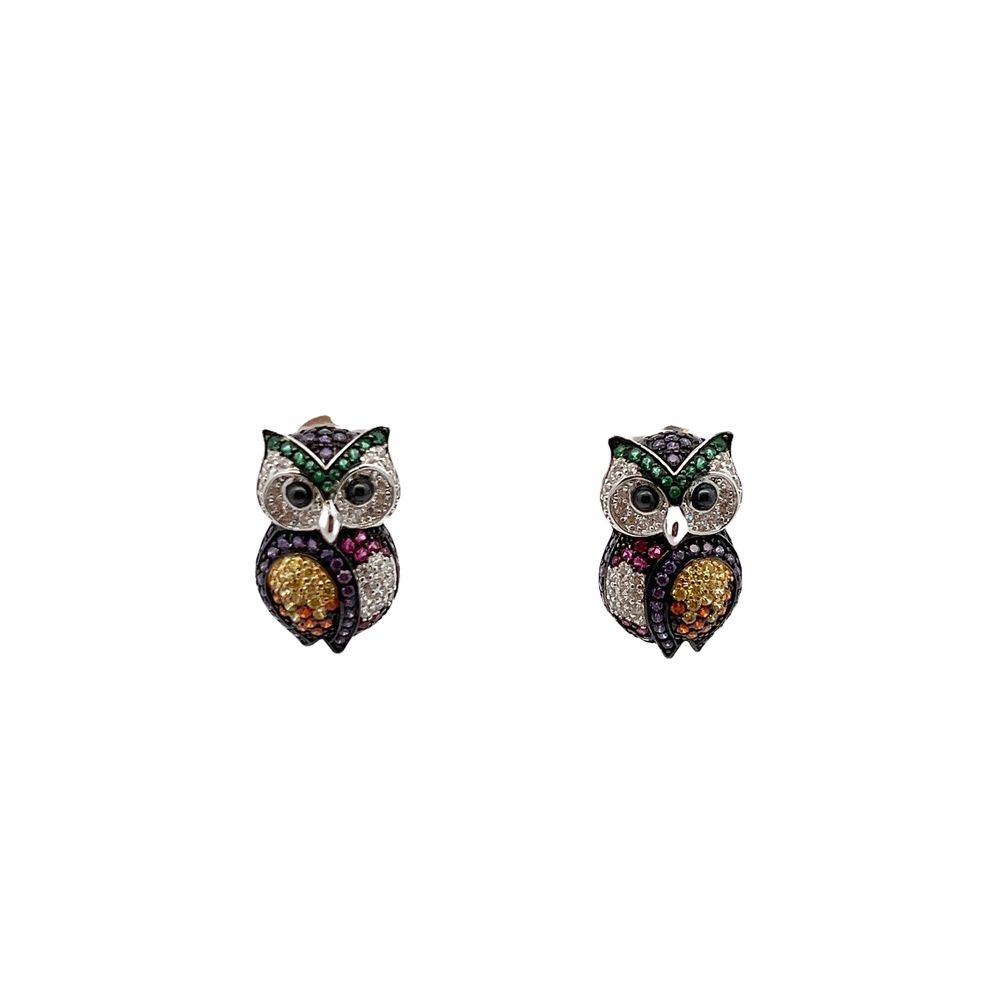 Orecchini Argento 925 Con Gufo Su Ramo – Piccoli E Delicati – Confezione Velluto – Regalo Originale