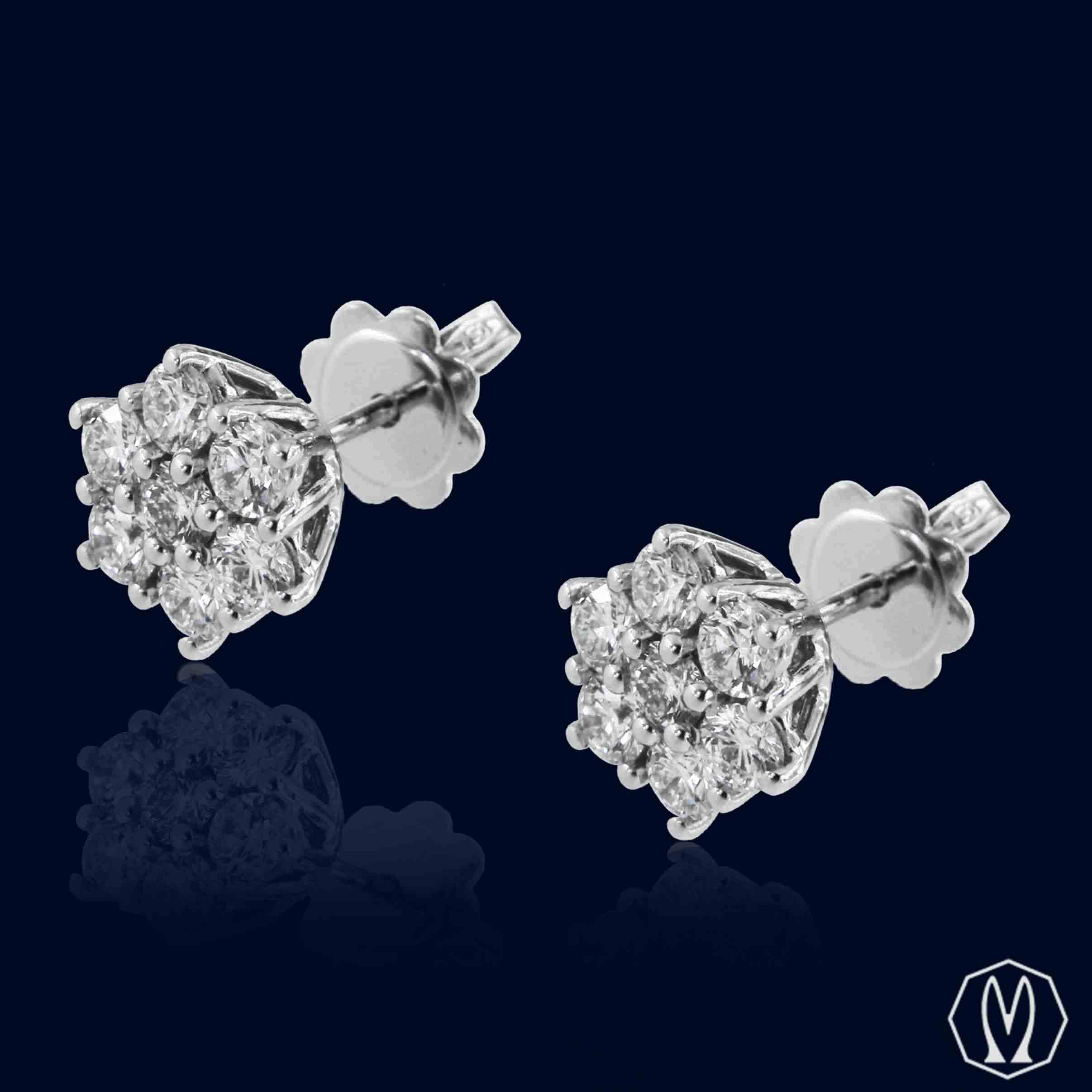 Orecchini Fiore Diamanti Oro 18kt ct 1.01