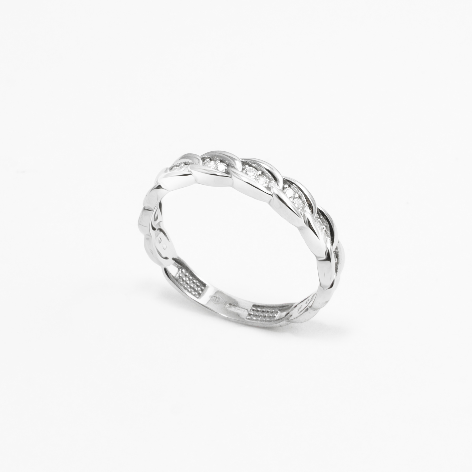 Anello Catena Oro 18kt e Zirconi