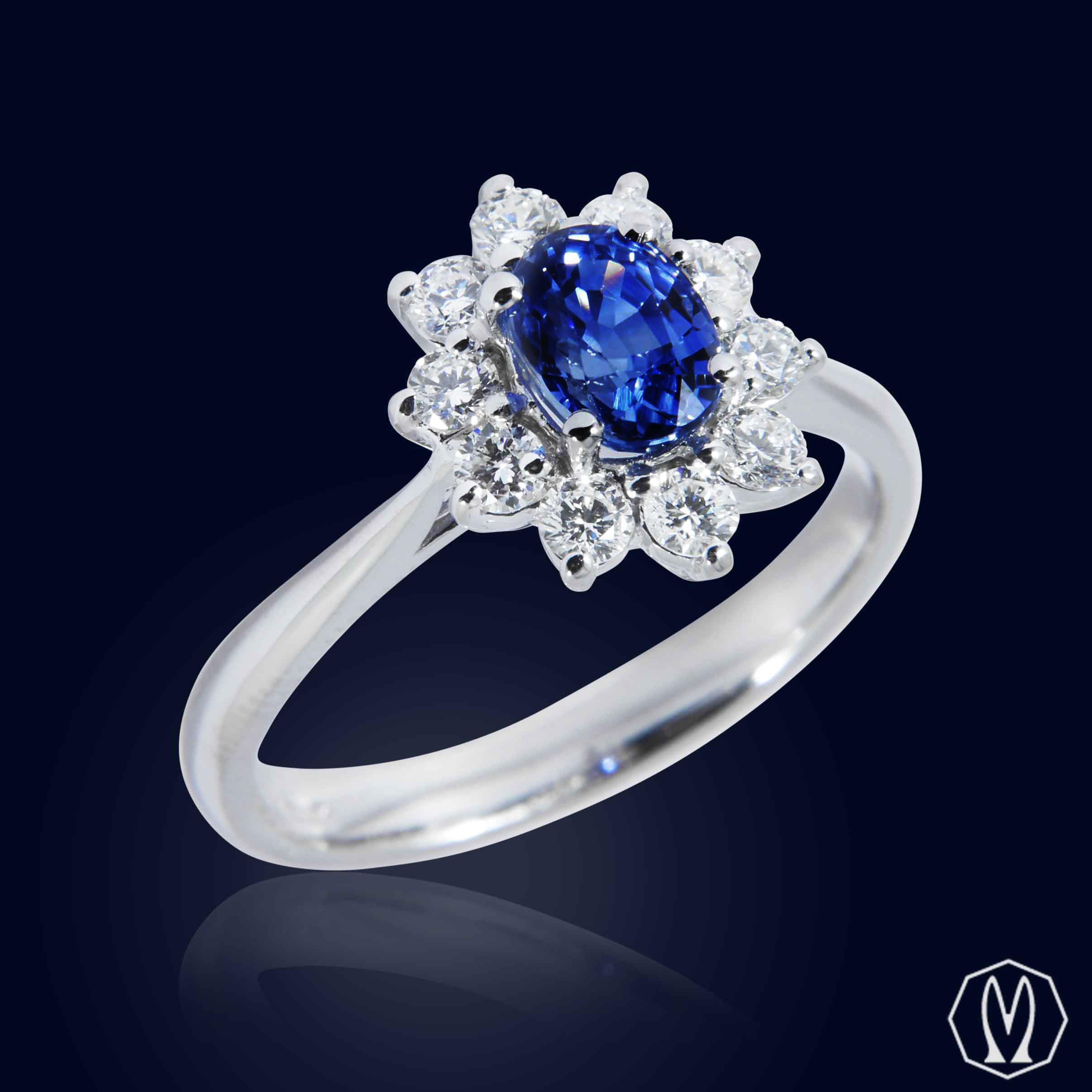 Anello Kate Zaffiro e Diamanti In Oro18kt