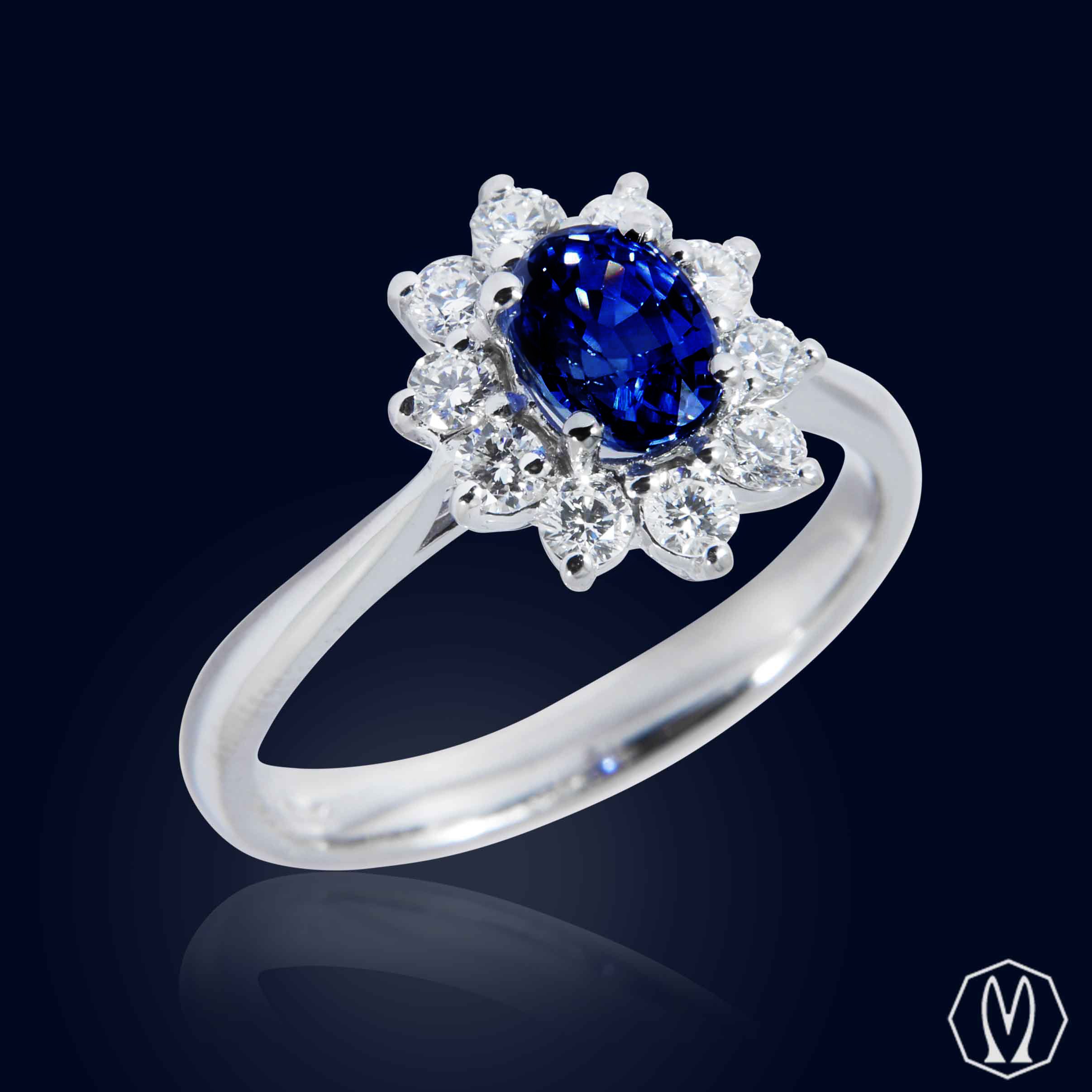 Anello Kate Zaffiro e Diamanti In Oro18kt