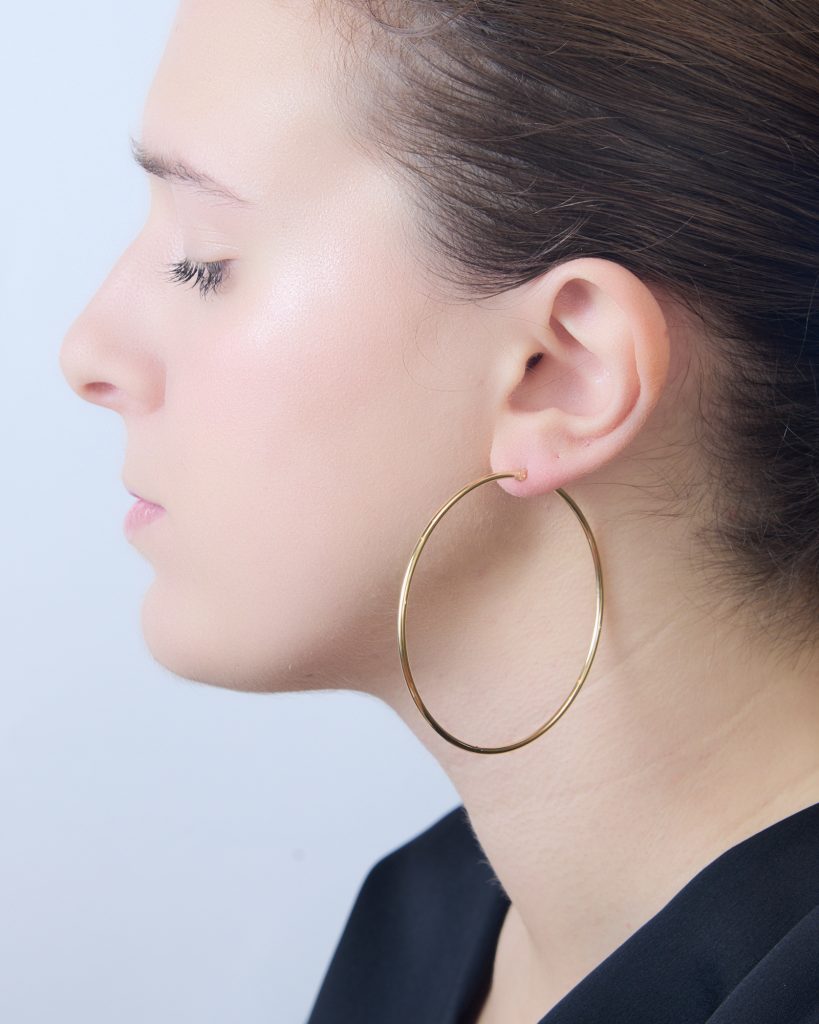 Grandi Orecchini Cerchio Rotondo Placcati Oro Reale Da Donna Strati Oro 14k (60mm) - Foto 7