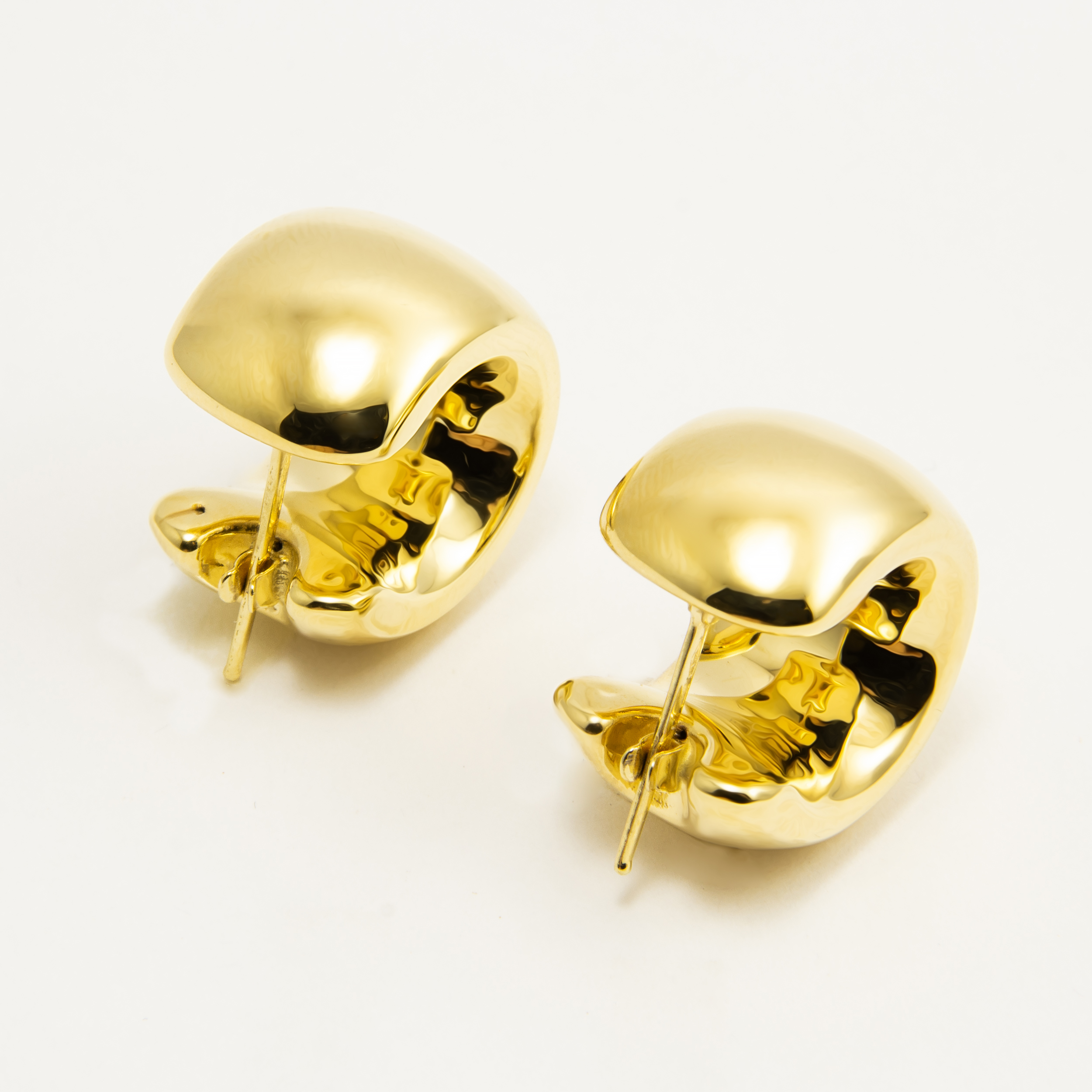 Orecchini A Fascia Curva In Oro Giallo 9 Ct Con Zirconi - Eleganza Italiana Per Donna