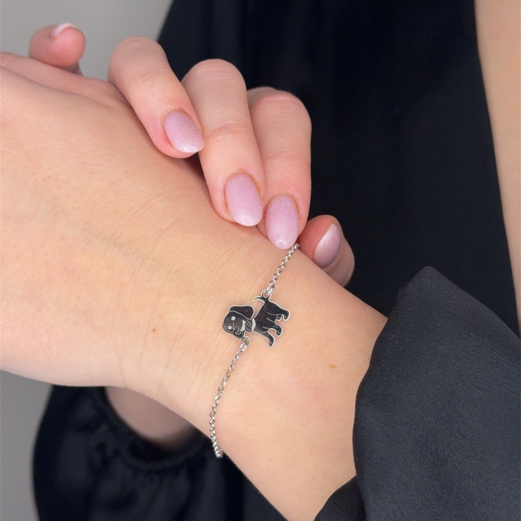 Ciondolo A Forma Di Cucciolo Di Cane In Argento 925 - Per Bracciale O Collana Fai Da Te