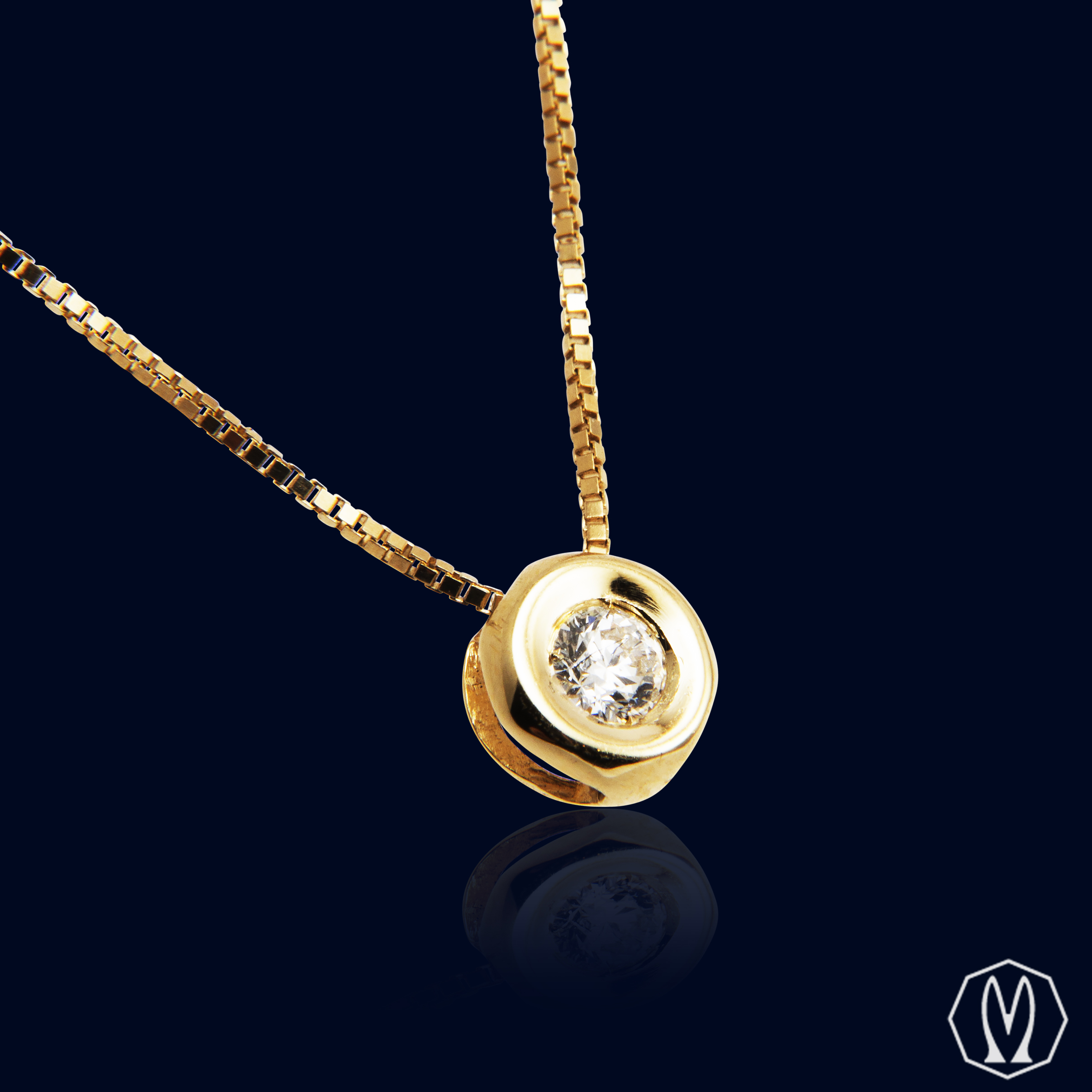 Girocollo Punto Luce Diamante Ct 0.10 Oro18kt