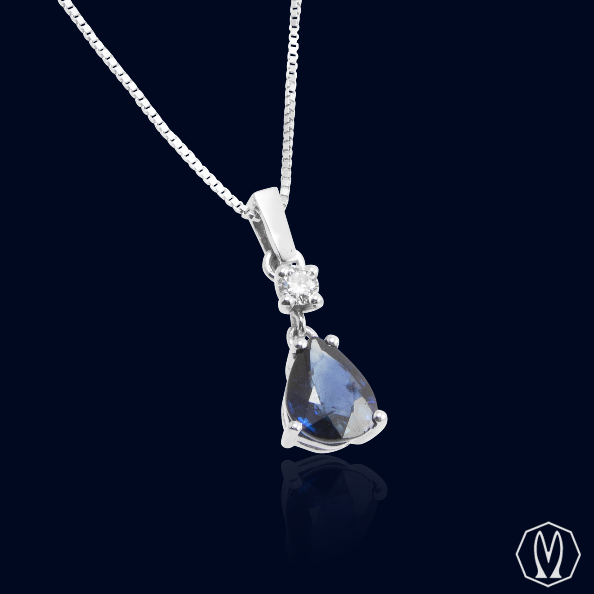 Girocollo Zaffiro Goccia, Diamante Oro18kt