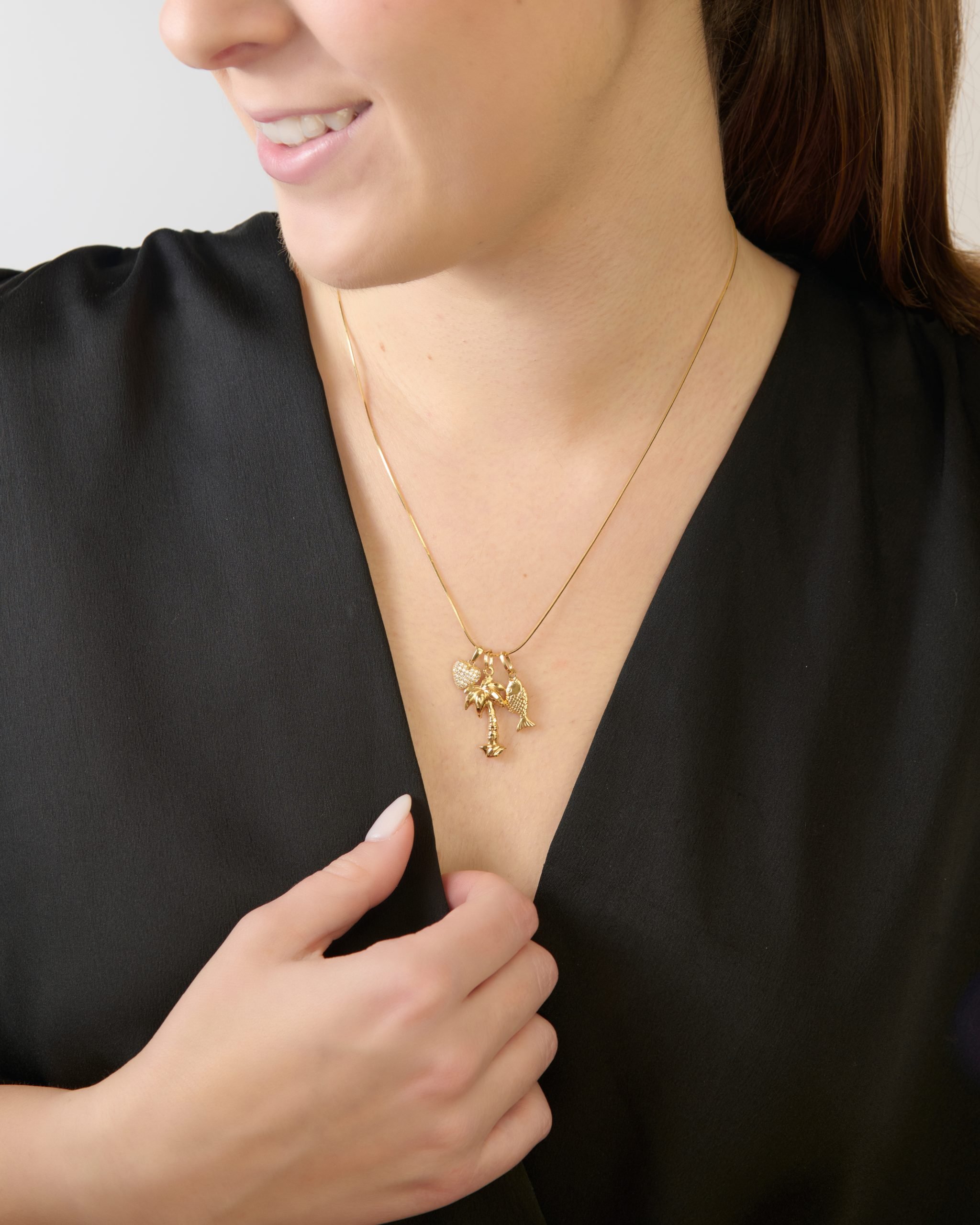 Generies Collana Con Ciondolo Palma In Zirconia Cubica | Gioiello Spiaggia Tropicale | Regalo Damigella | Rame Ipoallergenico