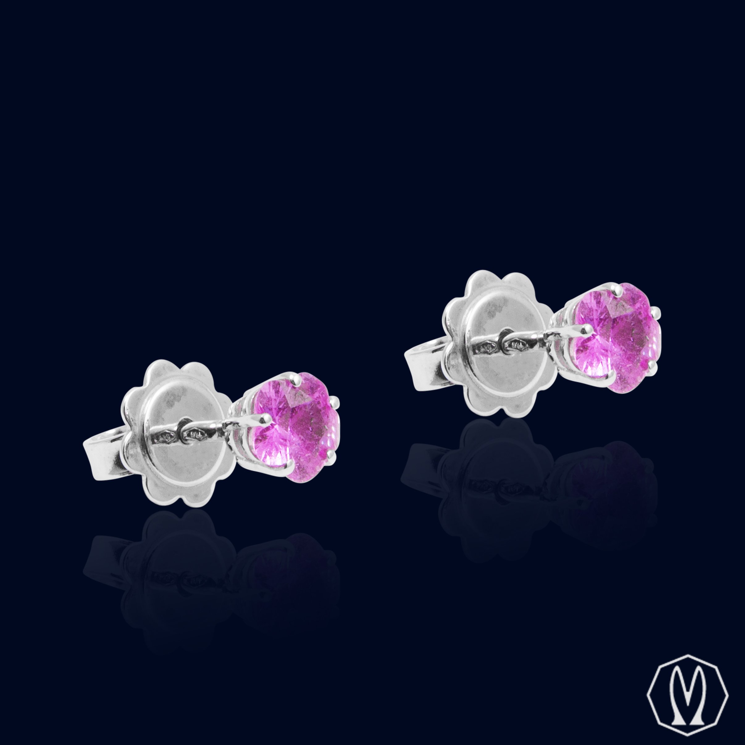 Orecchini Fiore di Zaffiri Rosa e Oro18kt