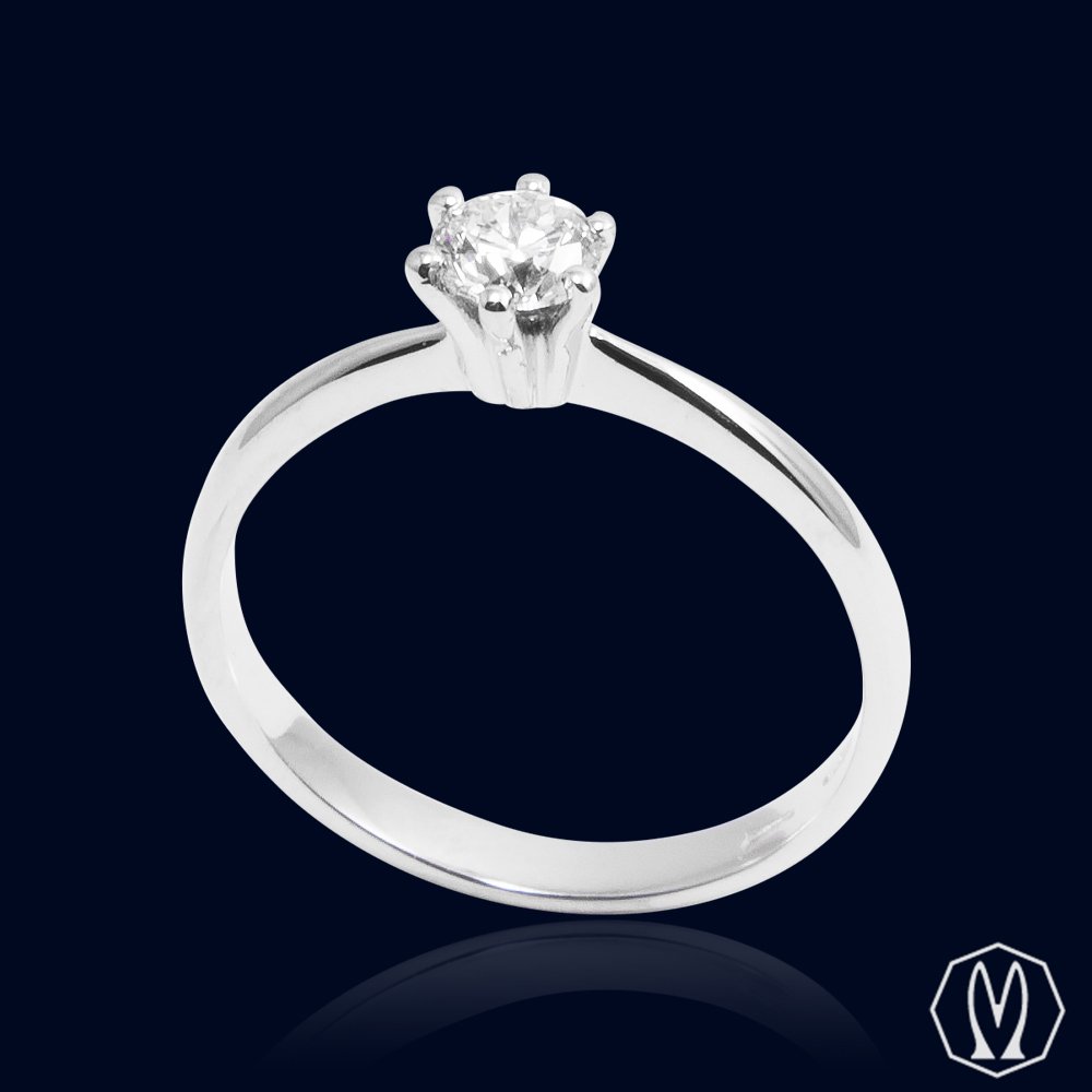 Solitario Corona in Oro18kt e Diamante