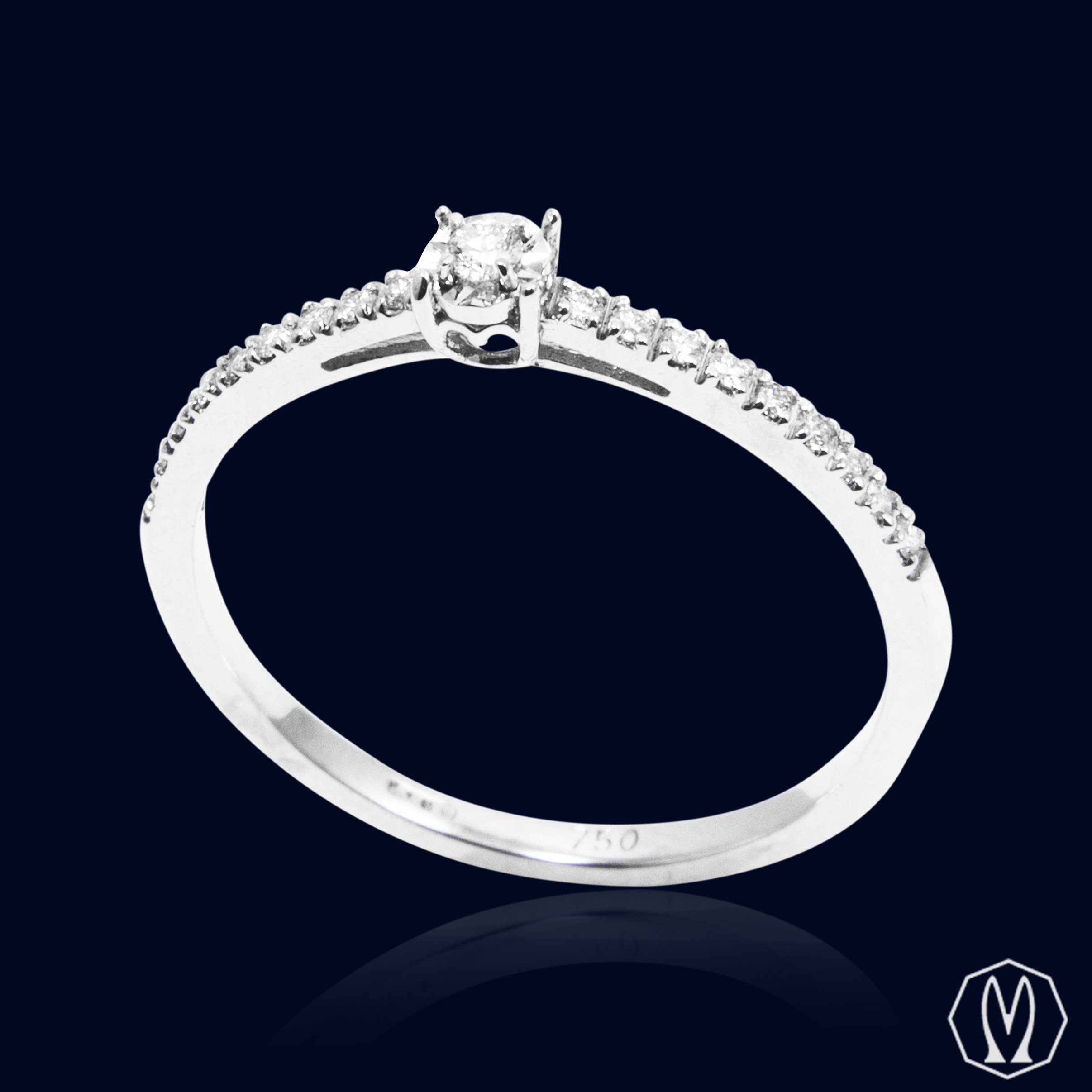 Solitario Riviera in Oro18kt e Diamanti