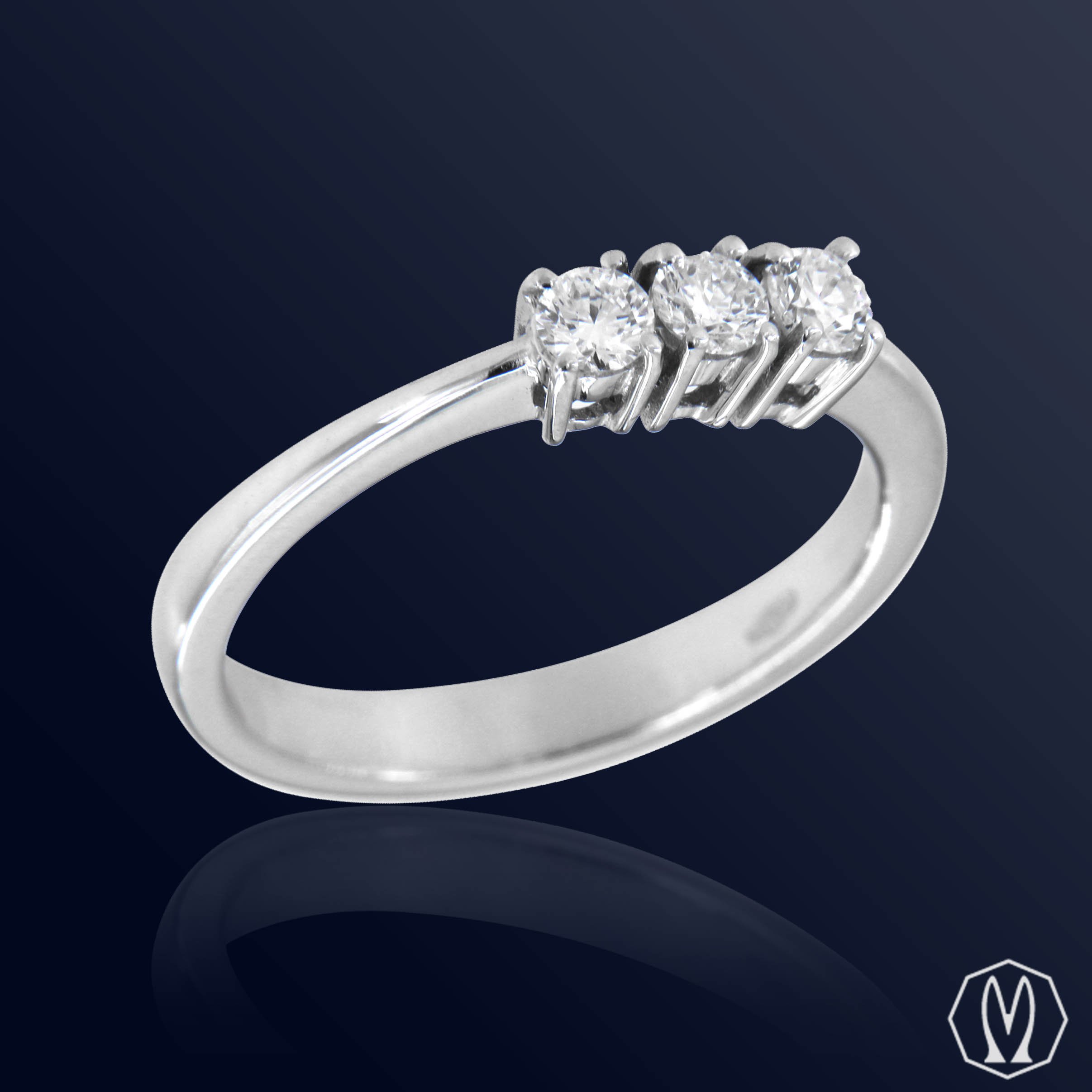 Anello Trilogy Oro18kt e Diamanti