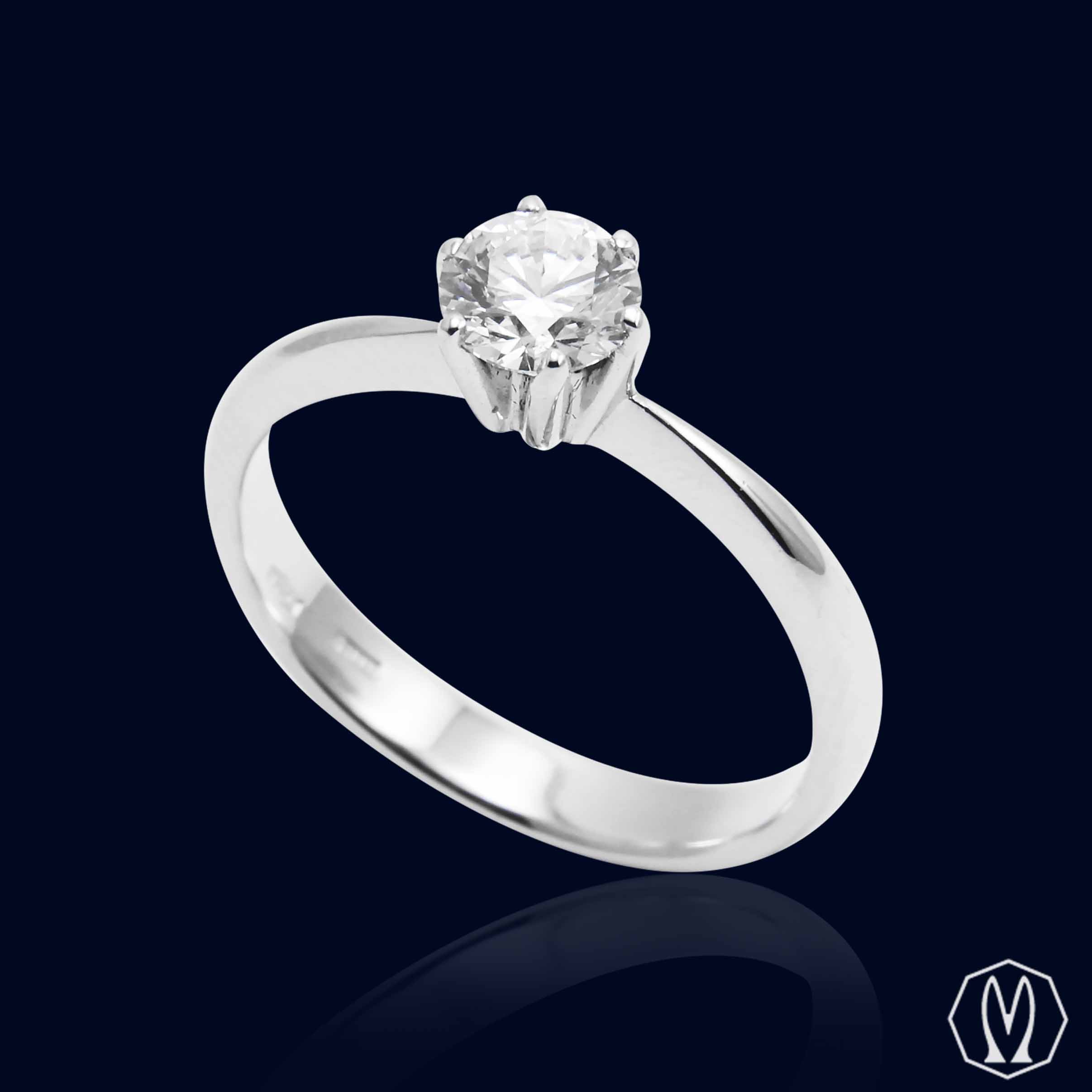 Solitario GIA Diamante ct 0,64 D Oro 18kt