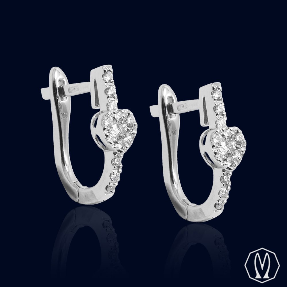 Orecchini Pendenti Cuore Oro18kt e Diamanti