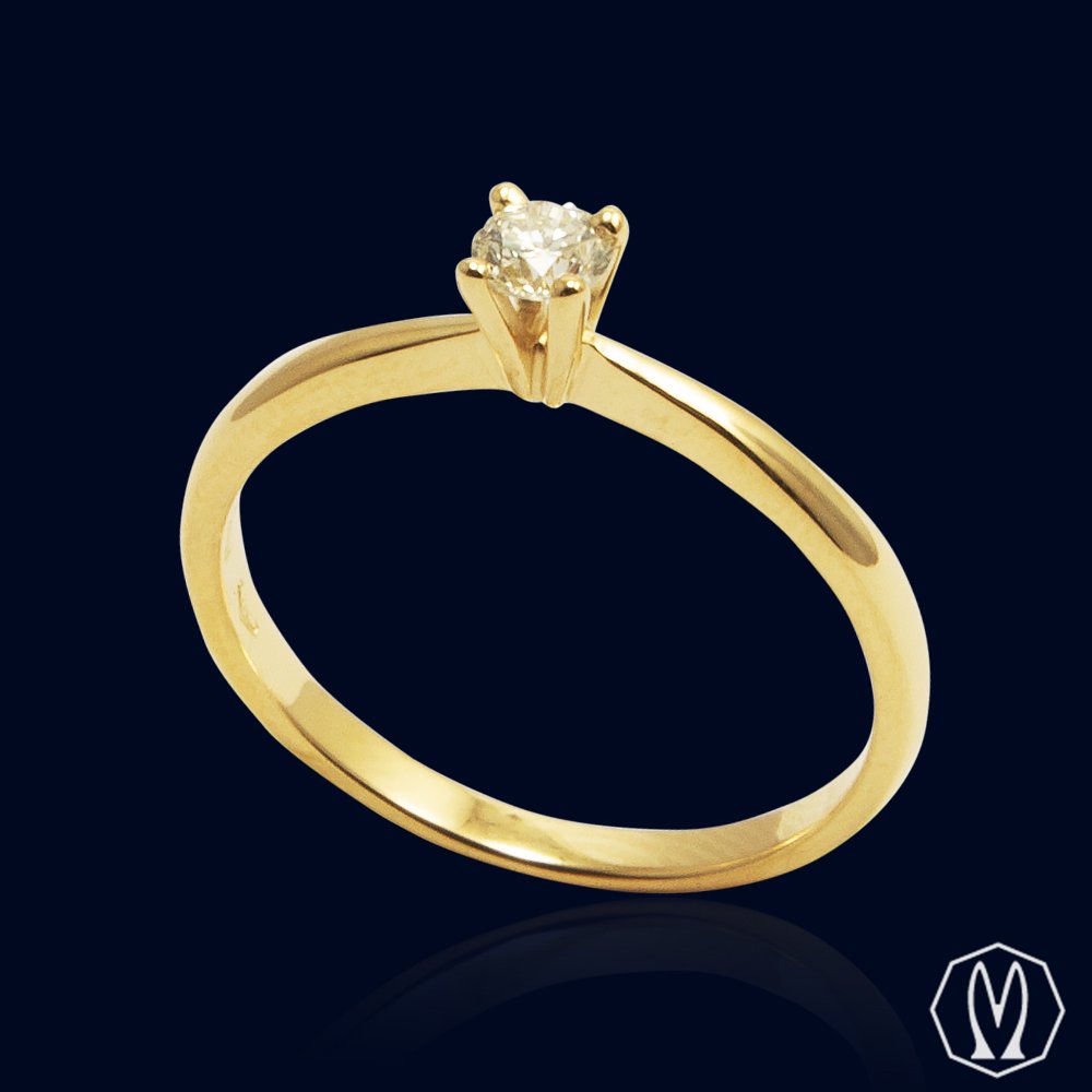 Solitario Diamante e Oro 18kt