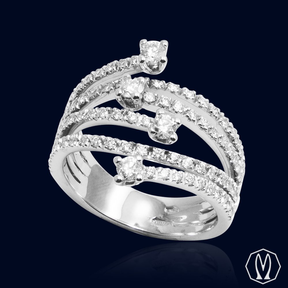 Anello Intreccio Diamanti e Oro 18kt