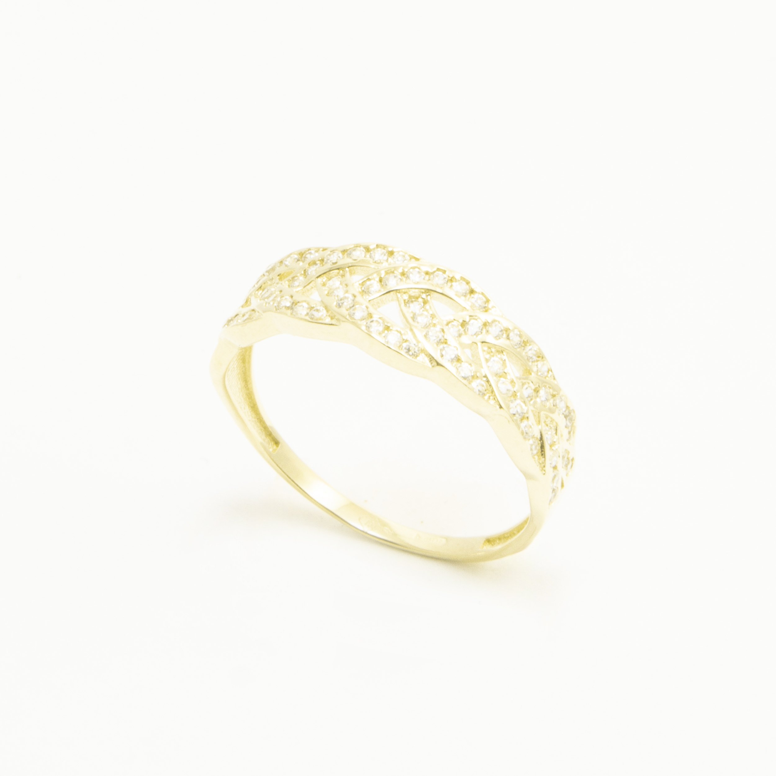 Anello Treccia in Oro 18kt e Zirconi