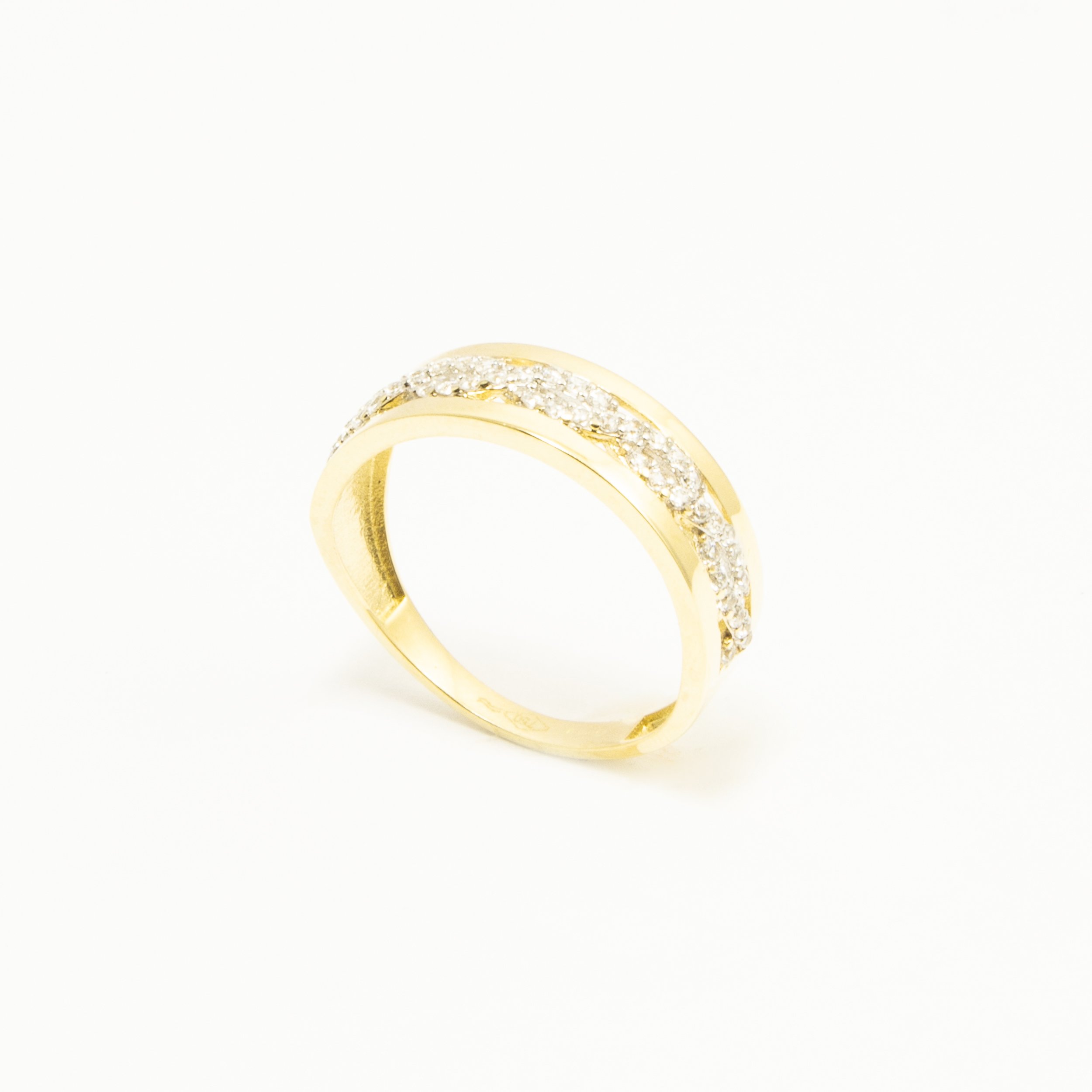 Anello Treccia in Oro 18kt e Zirconi