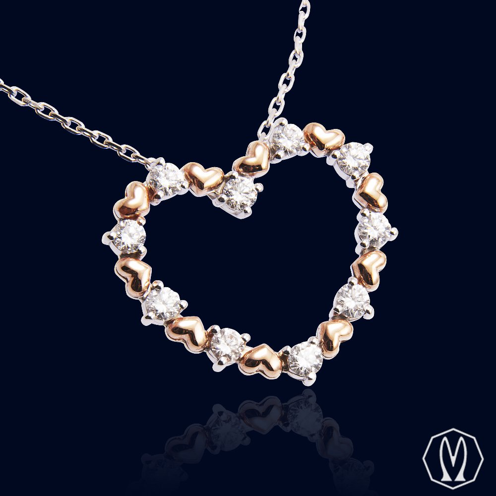 Girocollo Multi Cuore Diamanti Oro18kt