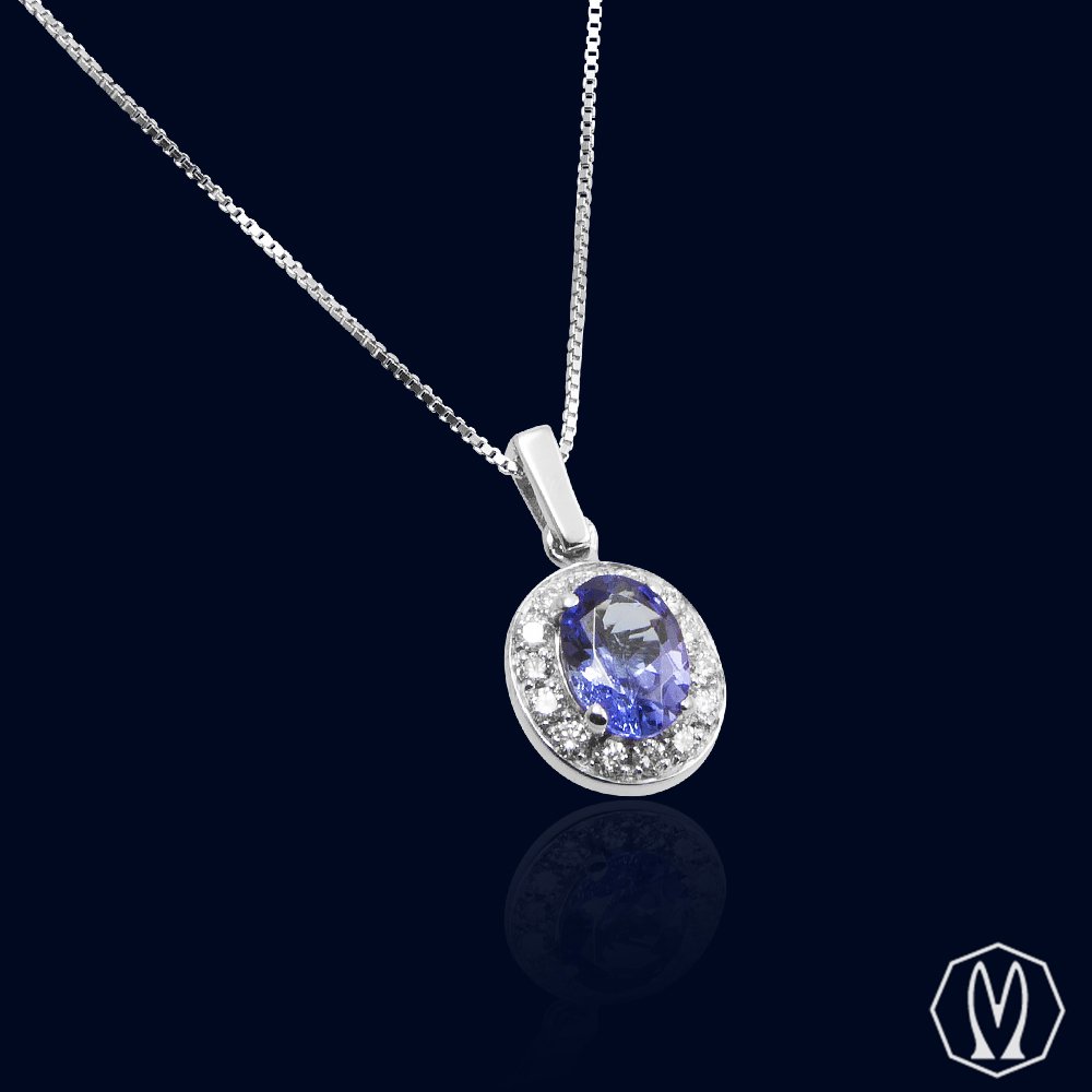 Girocollo Tanzanite e Diamanti Oro18kt