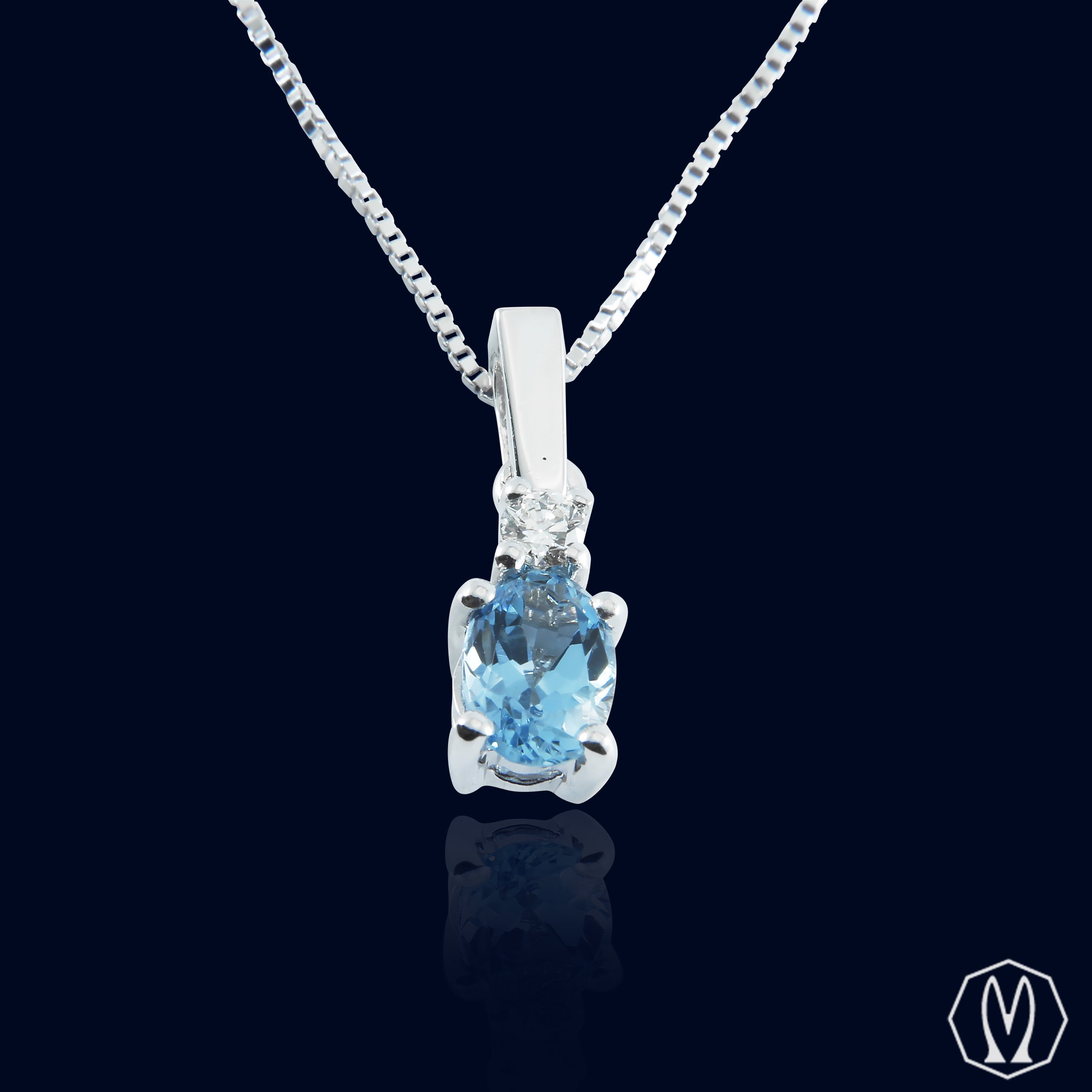 Girocollo Acquamarina e Diamanti Oro18kt